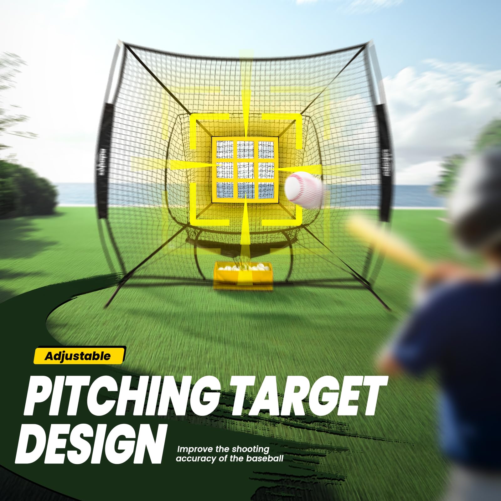 Zupapa 7x7 Feet Baseball & Softball Practice Net with Strike Zone - Portable Backstop Training Net for Batting, Hitting, Pitching & Catching - Perfect for Backyard, Field & Indoor Practice Sessions