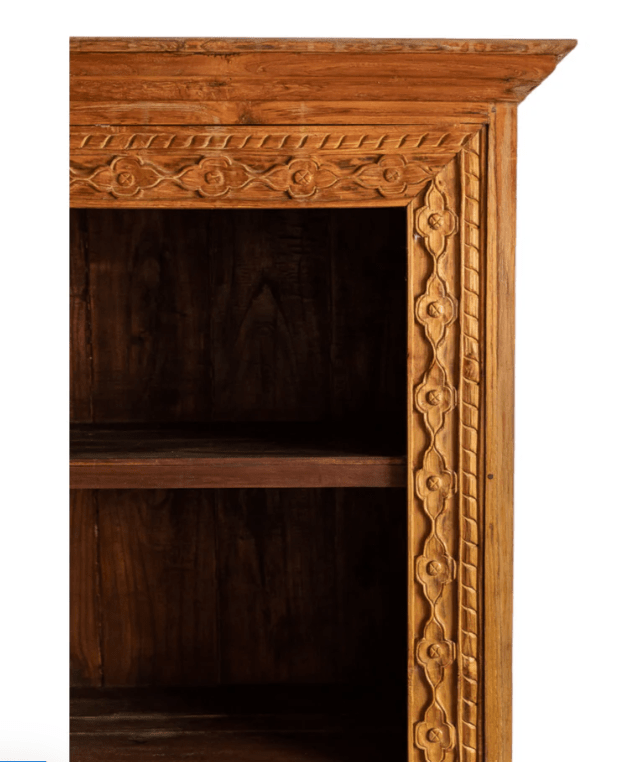 Hand Carved Solid Wooden Bookshelf - Rustic Home Decor for Living Room, Bedroom, or Office - Perfect for Organizing Books, Displaying Decor, and Adding Natural Style