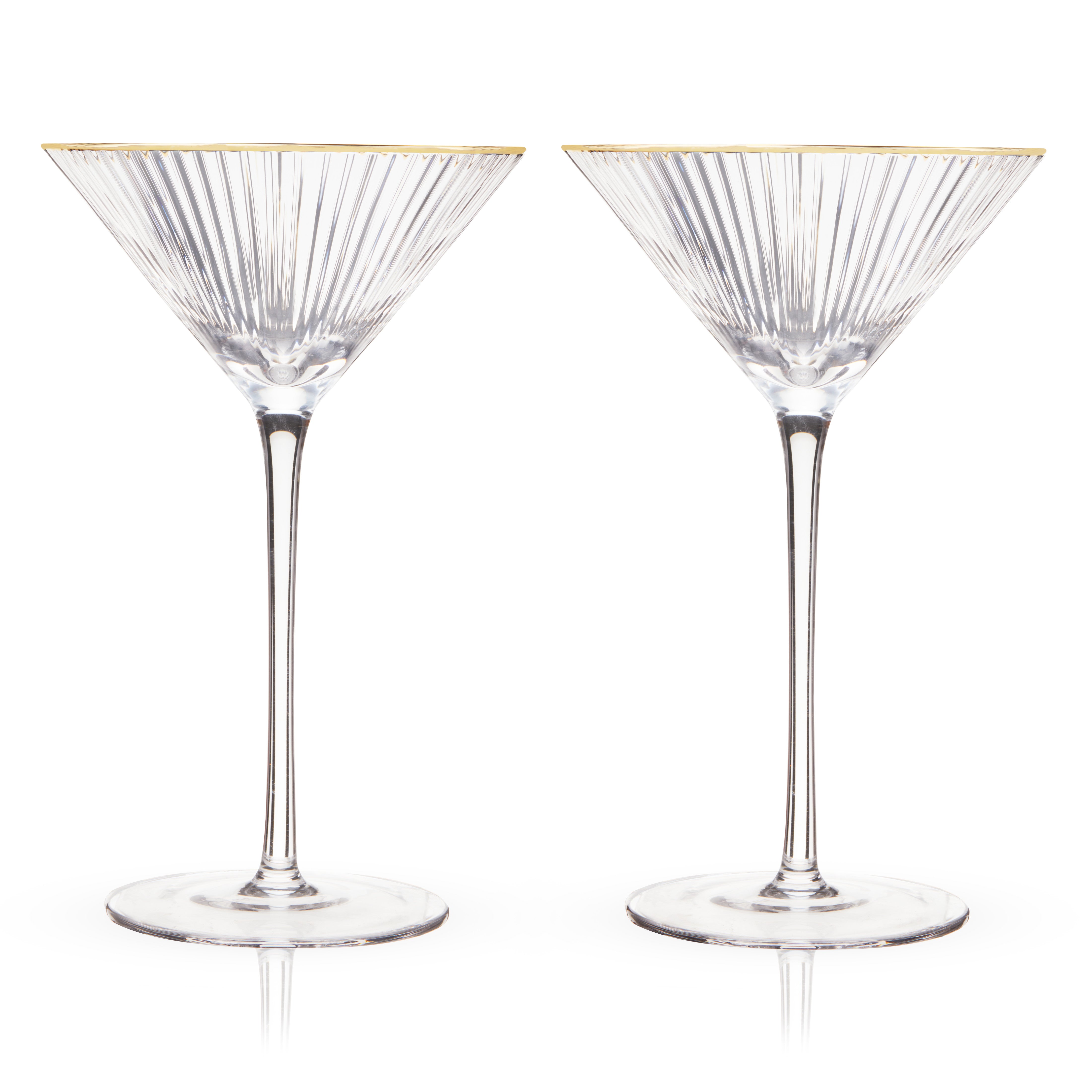 Premium Meridian Crystal Martini Glasses Set of 2 - Elegant Stemware for Cocktails, Parties & Home Bar Decor - Perfect for Entertaining, Wedding Gifts & Special Occasions