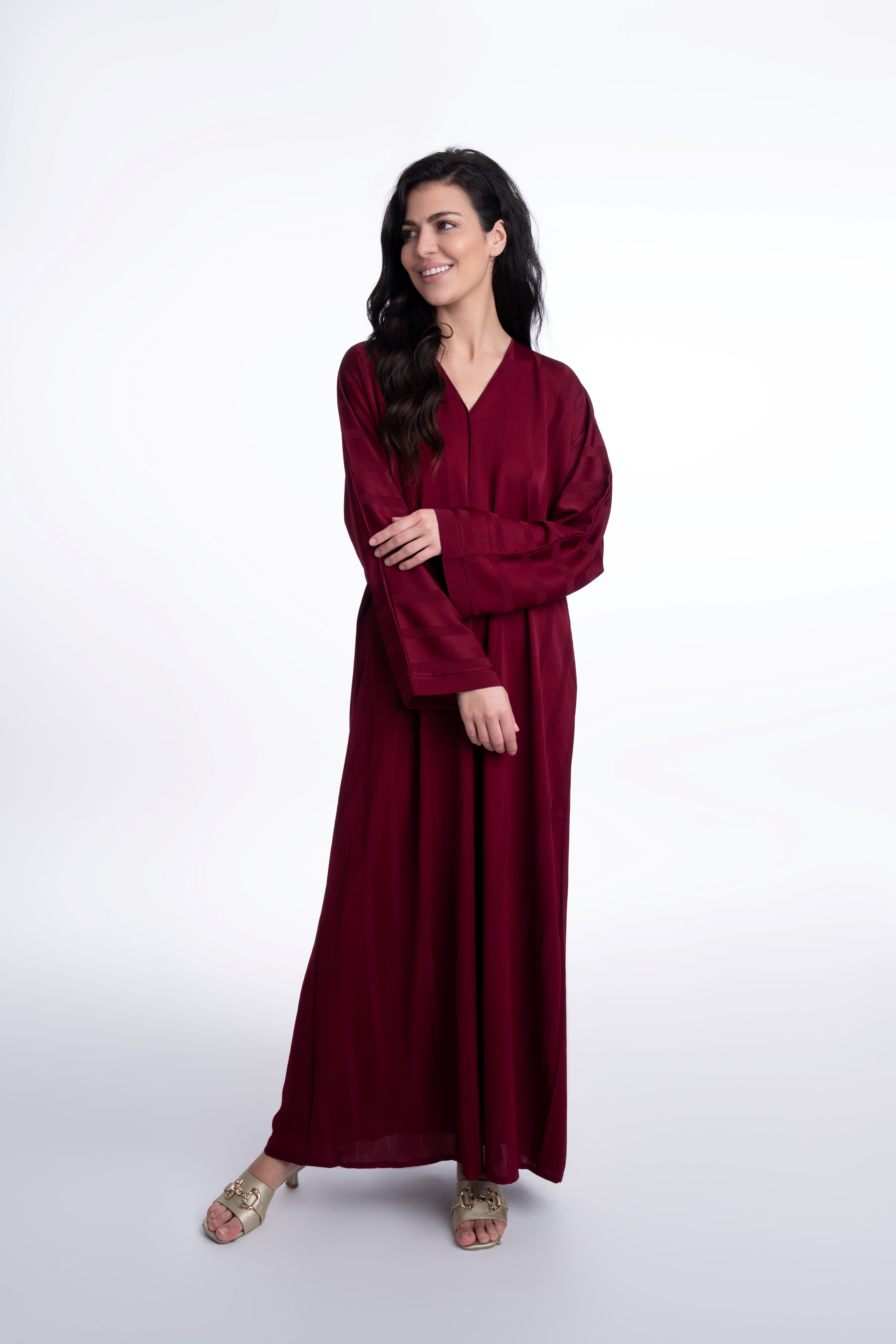 Maaria Abaya Maroon - Elegant Islamic Dress for Women | Perfect for Prayer, Eid, and Special Occasions