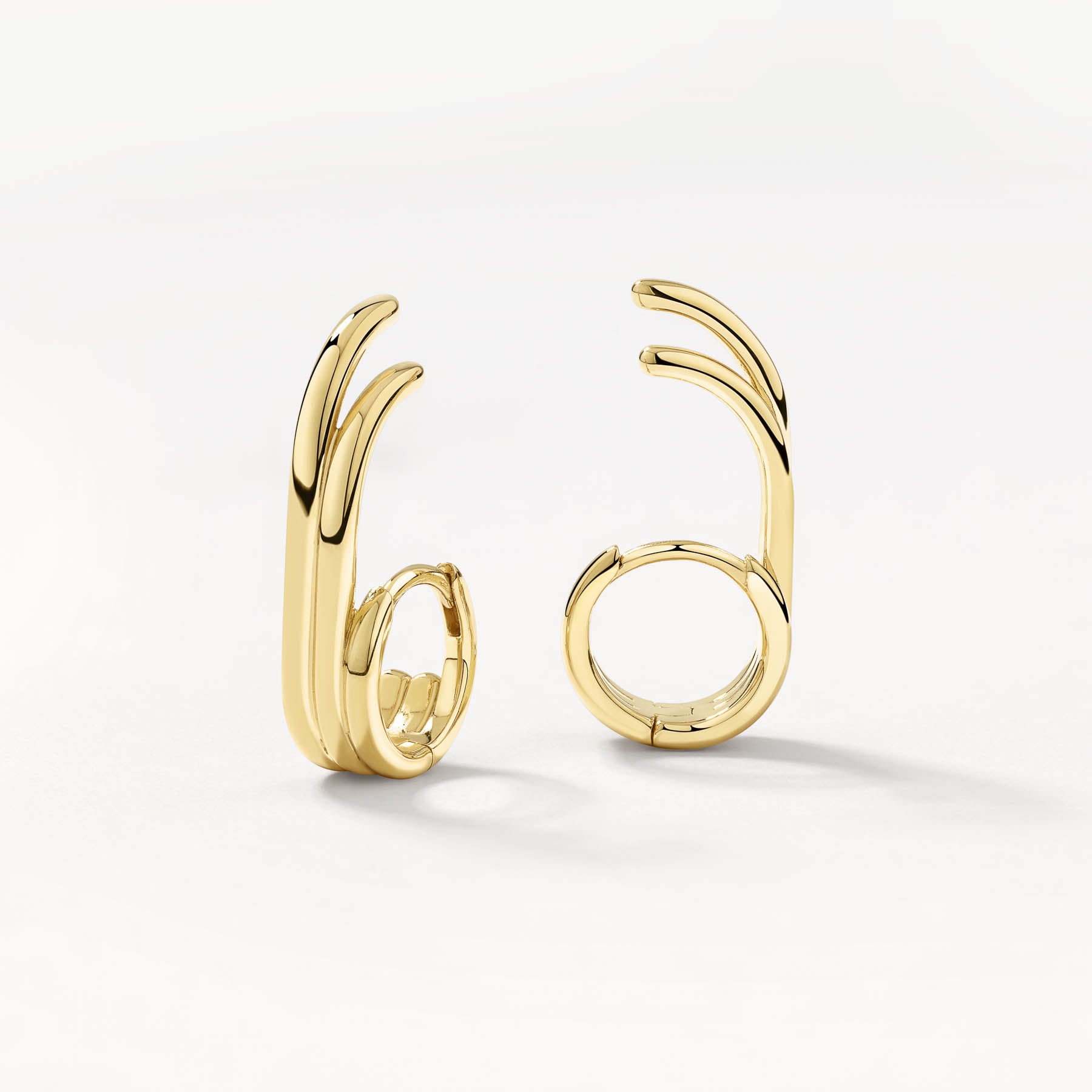 Gold Triple Lobe Cuff Huggie Earrings for Women - Trendy Cartilage Hoop Earrings for Everyday Wear & Special Occasions