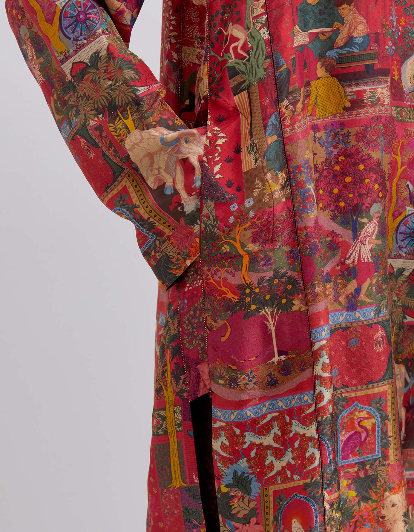 Kalidar Silk Kurta for Women - Elegant Crimson Embroidered Indian Tunic Top for Festivals, Weddings & Special Occasions