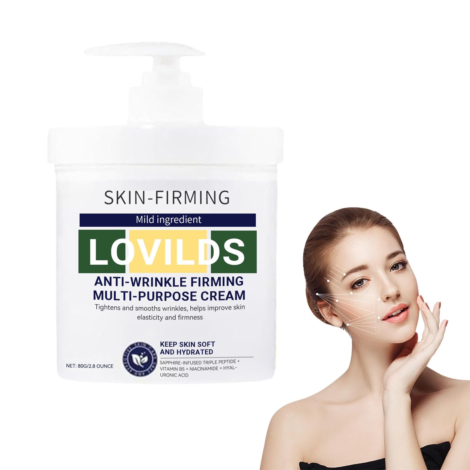 Lovilds Skin Firming Cream - Advanced Wrinkle Reduction & Elasticity Restoring Moisturizer | Anti-Aging Serum for Face & Neck | Suitable for All Skin Types | Perfect for Daily Skincare Routine & Nighttime Rejuvenation (1 Pack)