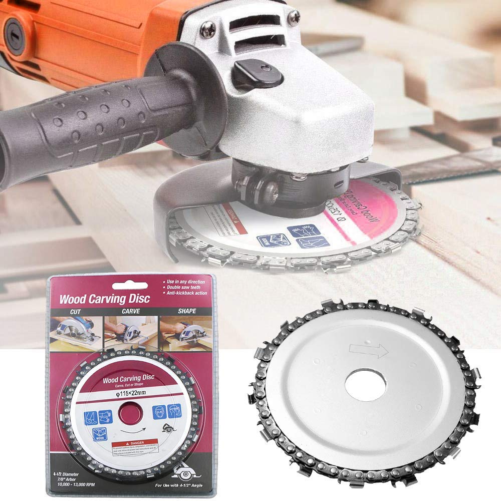 4.5-Inch 13-Tooth Woodworking Chain Saw Blade for Angle Grinder - 7/8-Inch Center Hole, Fits 115mm Grinders - Perfect for Wood Carving, DIY Projects & Home Renovations