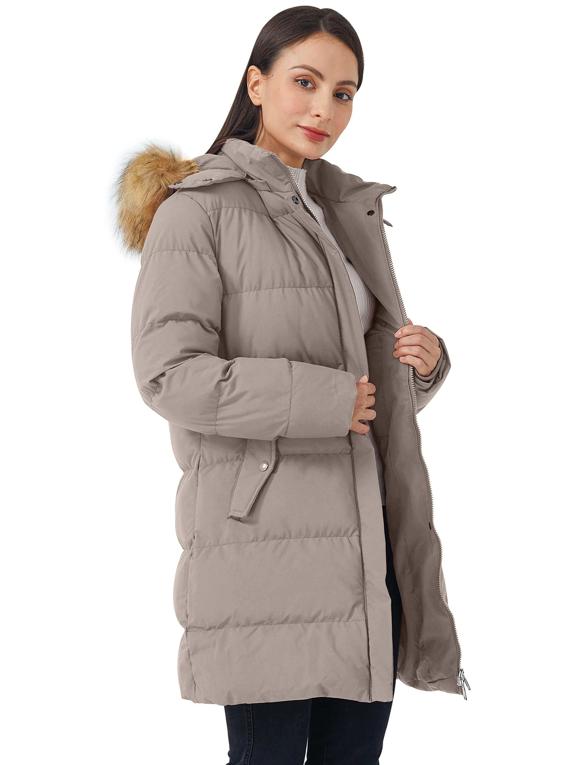 WenVen Women's Thick Winter Puffer Coat with Removable Faux Fur Hood - Warm Windproof Jacket for Cold Weather, Snow, Skiing & Outdoor Activities