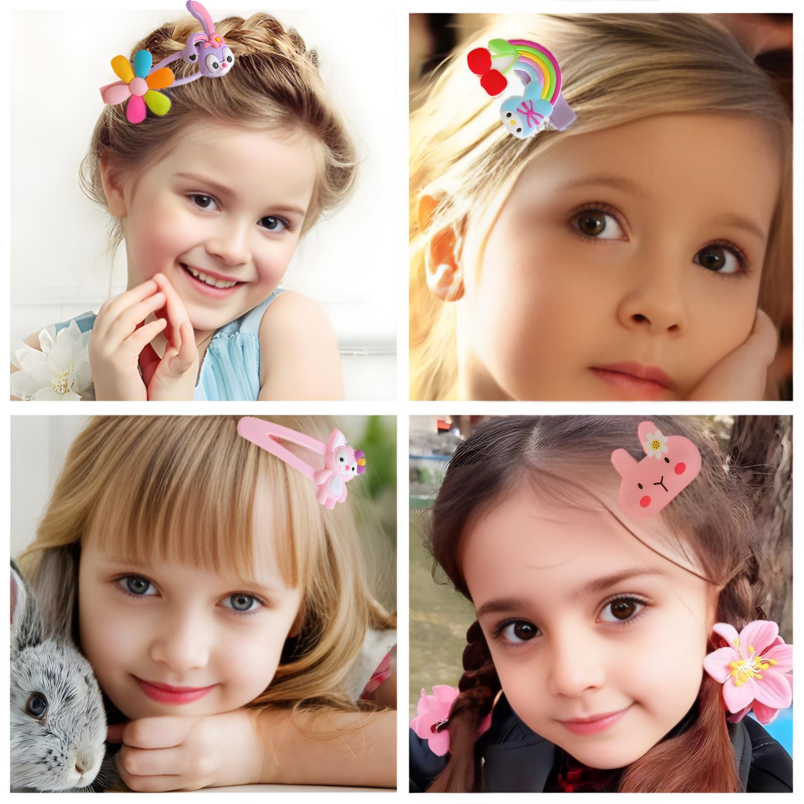 62PCS Girls' Hair Accessories Set - Toddler Barrettes, Flower Hair Clips, Rainbow & Candy Fruit Hair Pins for Baby & Little Girls - Perfect for Birthday Parties, School, Holidays & Daily Styling
