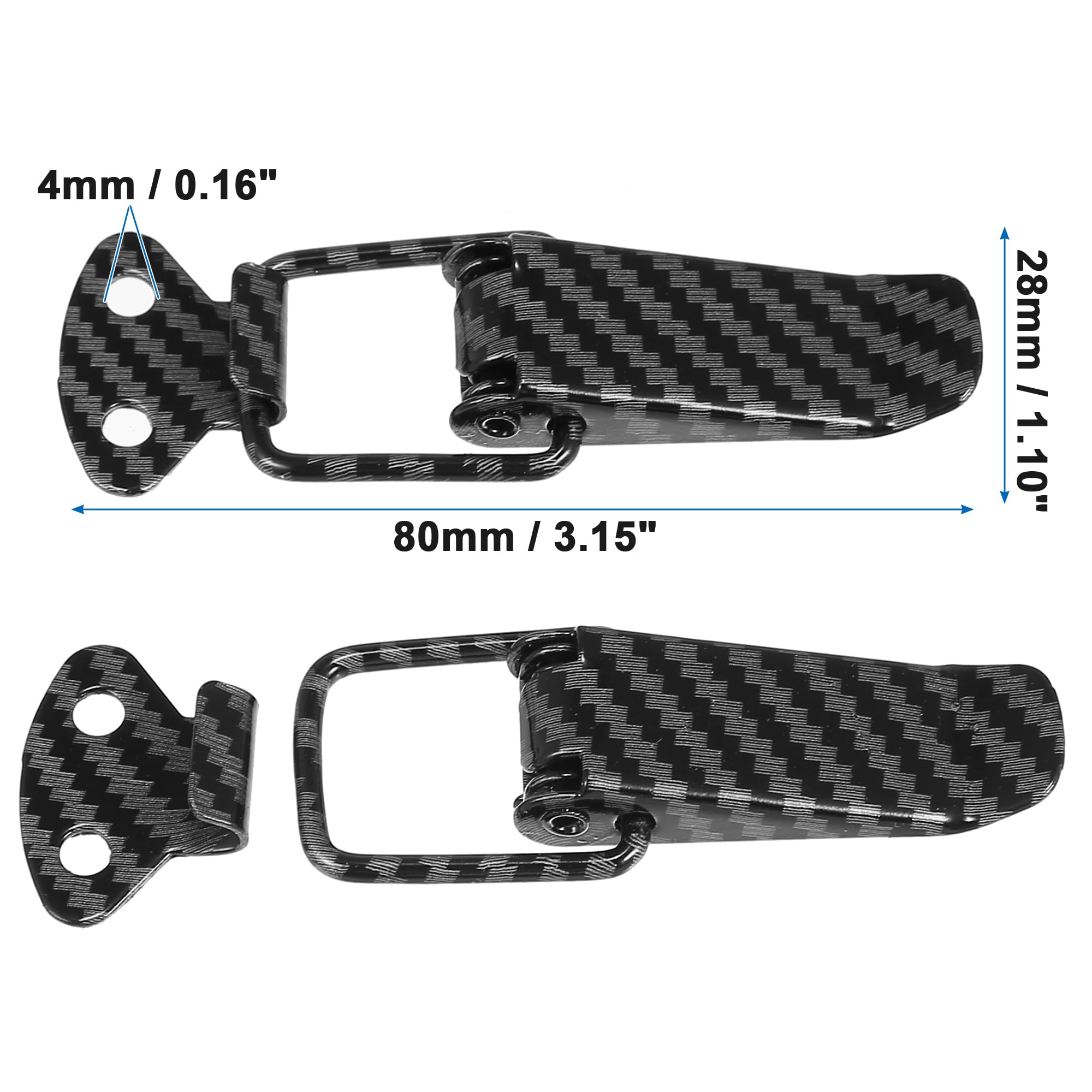 Universal Car Bumper Security Hook Lock Clips Kit - Quick Release Fasteners for Trunk & Fenders (Carbon Fiber Pattern, 80x28mm, 2pcs) - Perfect for Auto Repair, DIY Car Maintenance & Vehicle Accessories Upgrade