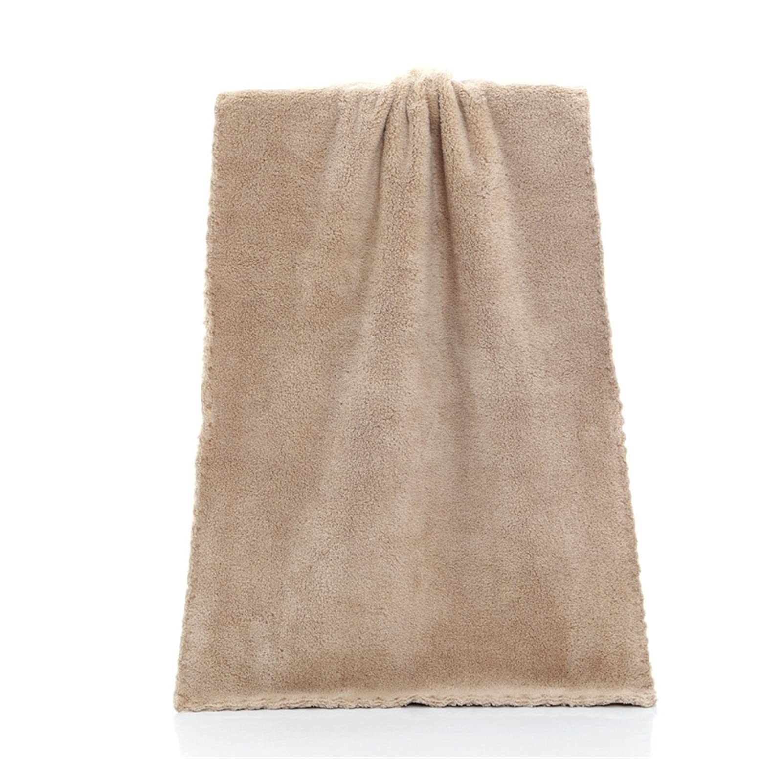 Premium Absorbent Coral Velvet Bath Towel - Ultra Soft Microfiber Bamboo Fabric for Face & Body - Quick Dry Bathroom Towel Set for Adults (Khaki) - Perfect for Spa, Gym & Luxury Home Use