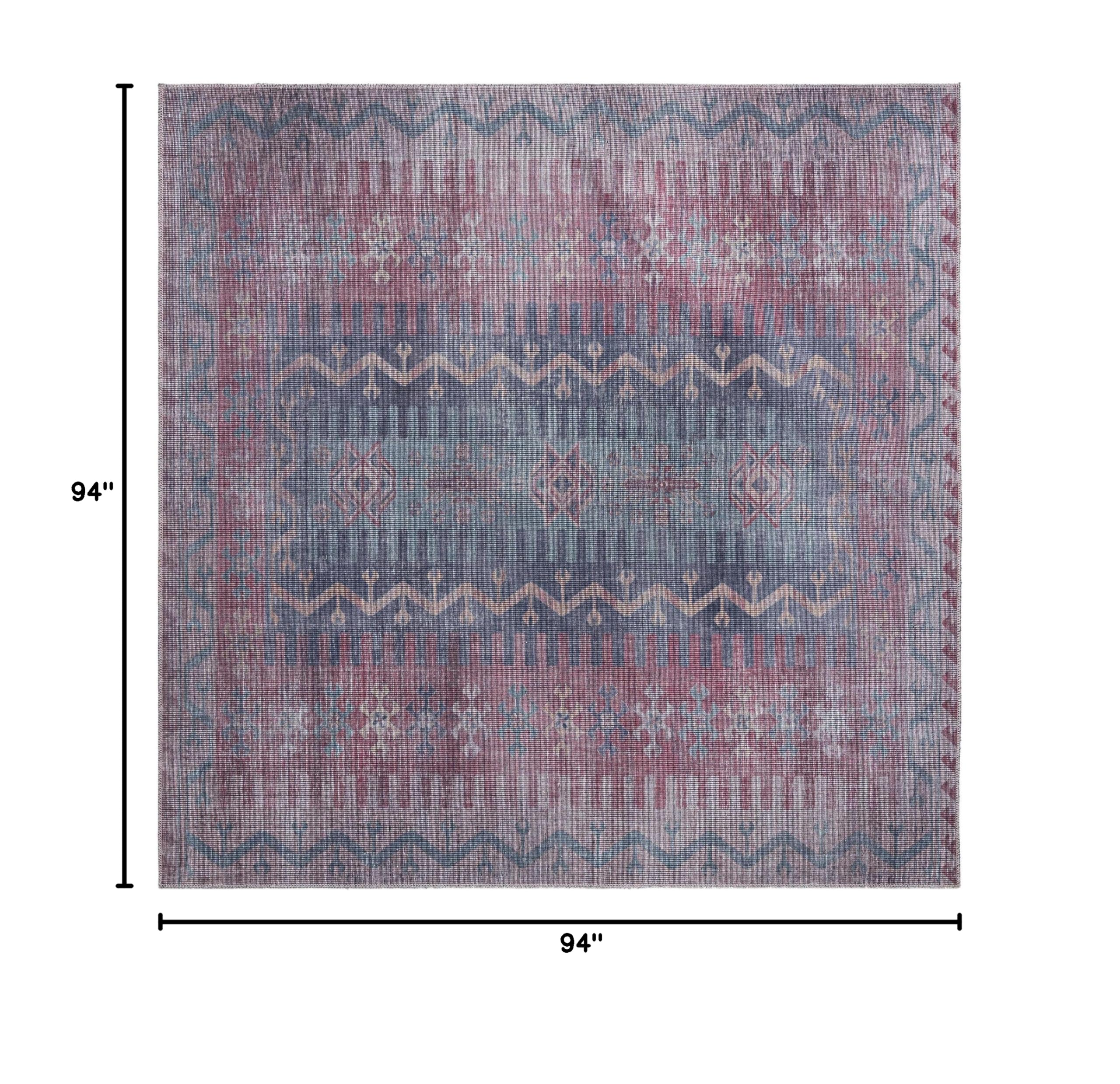 Sisu Collection Washable Rug 8x8 Feet – Soft Durable Flatweave Area Rug for Living Room, Kitchen, Entryway | Easy Clean Non-Slip Floor Mat for High Traffic Areas & Pet Friendly Homes
