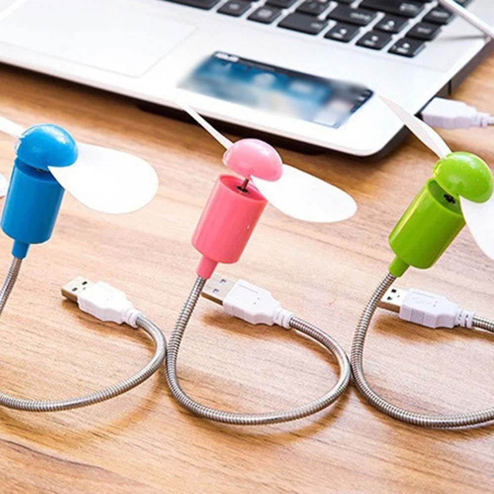 Mini USB Snake Fan - Flexible Bendable Air Cooler for Computer & Laptop, Portable Desktop Fan with Soft Leaves, Quiet Cooling (White) - Perfect for Office, Home & Travel Use