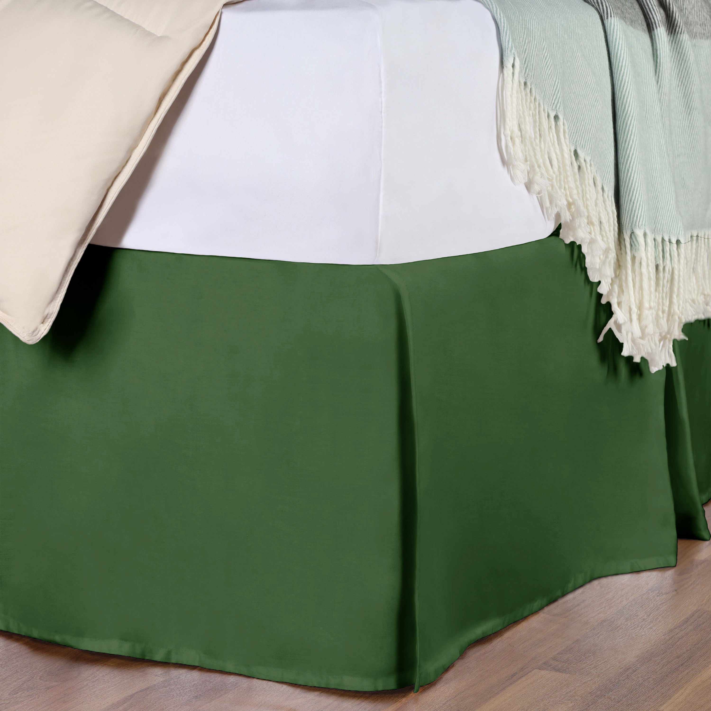 Saltaire 100% Egyptian Cotton Bed Skirt with Split Corners - Luxury Fitted Dust Ruffle for Queen/King Size Beds - Perfect for Master Bedrooms & Guest Rooms