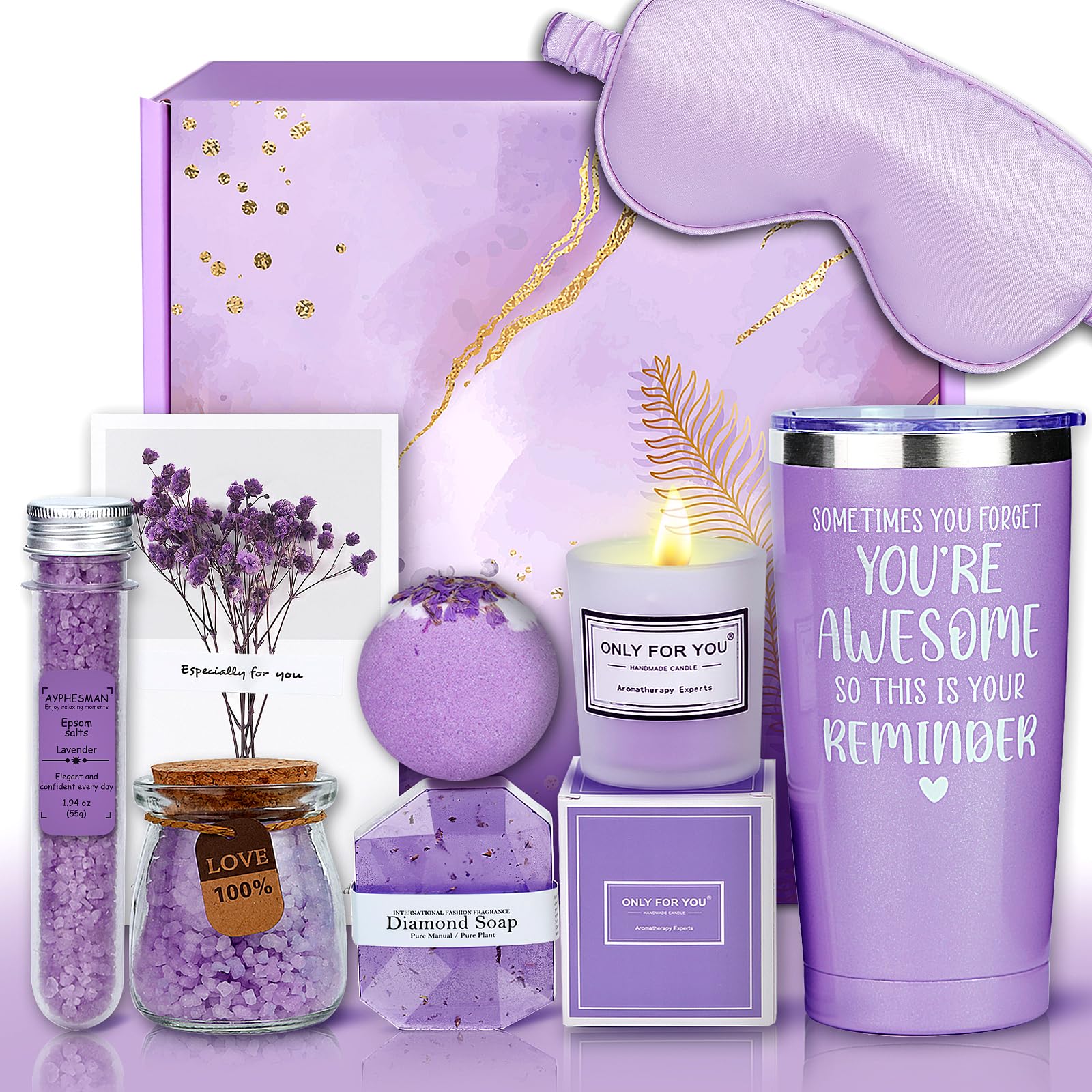 Relaxing Spa Gift Baskets for Women - Luxury Self Care Package with Bath Bombs, Scented Candles & Body Lotion | Perfect Get Well Soon, Anniversary, Mothers Day, Christmas Gifts for Mom, Wife, Sister & Best Friend | Ideal for Home Spa Nights, Stress Relief & Pampering Gifts
