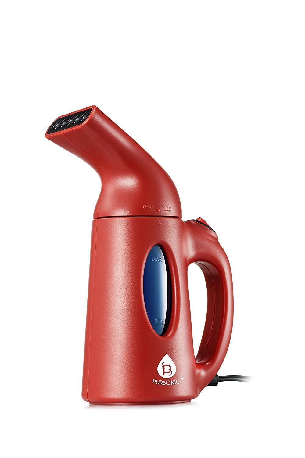 Pursonic CS180 Portable Handheld Fabric Steamer - 130ml Fast Heat-Up, Powerful Garment & Clothes Steamer for Wrinkles - High Capacity for Home, Travel & Office Use - Compact & Lightweight (Red)