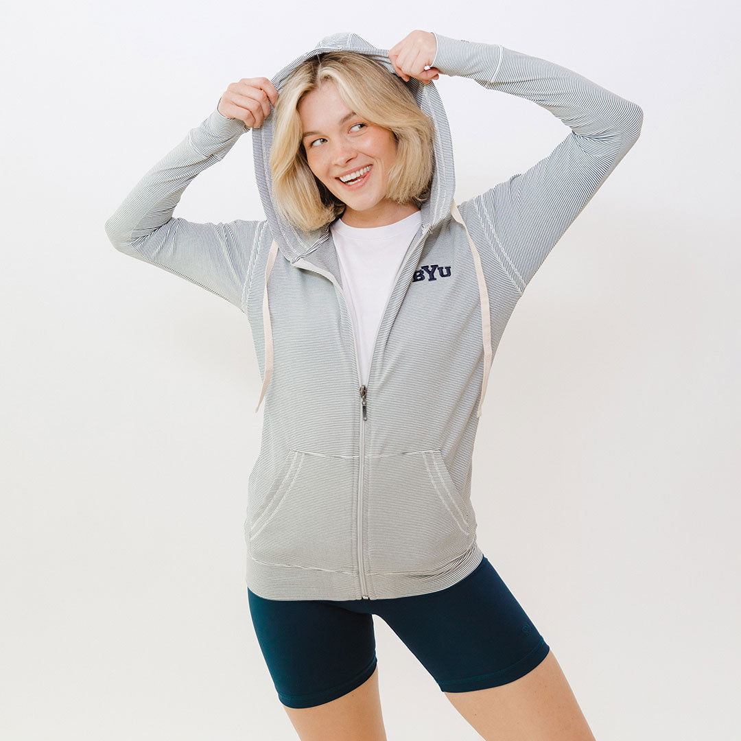 BYU Albion Zip Up Hoodie - Men's & Women's Lightweight Fleece Pullover for Casual Wear, College Campus, and Outdoor Activities