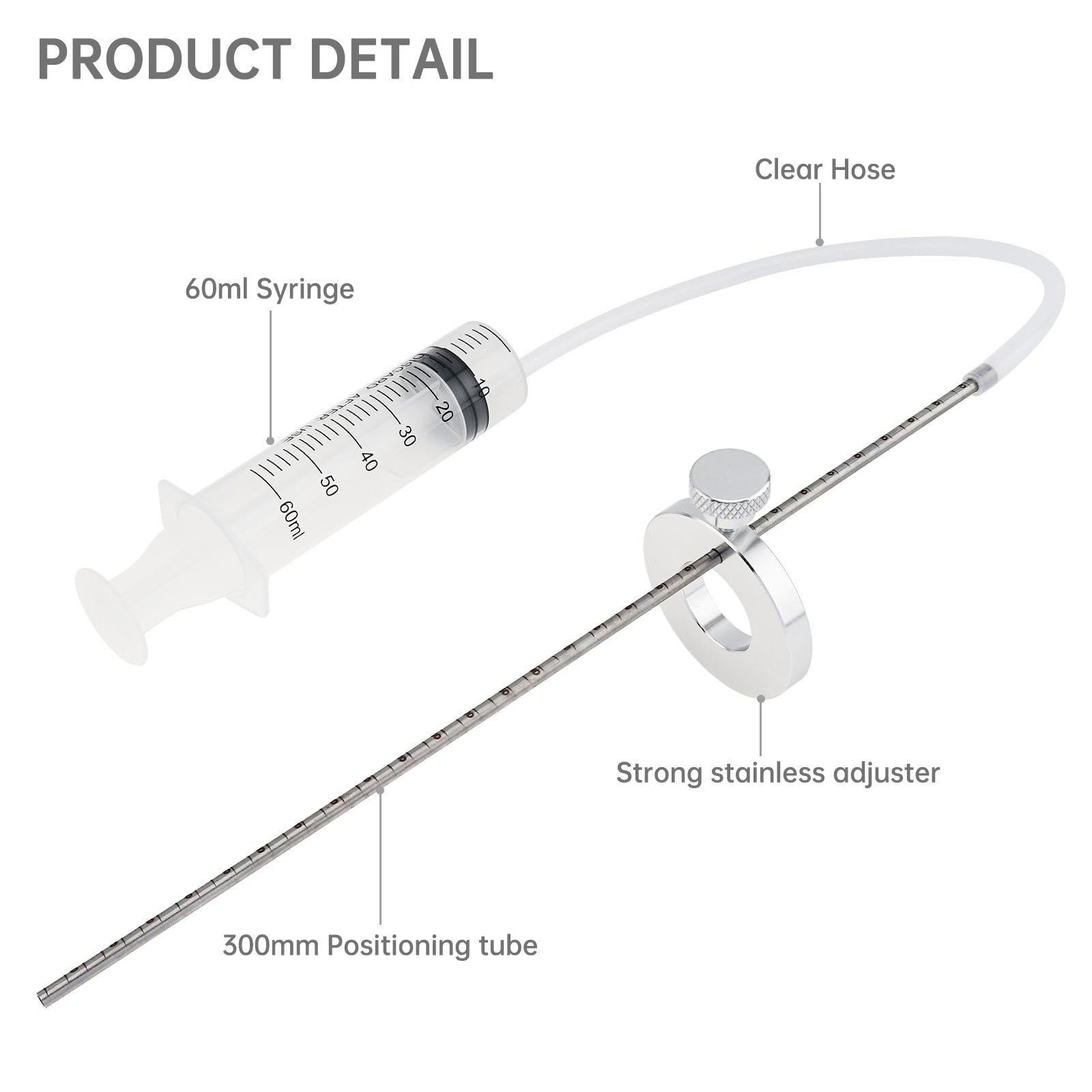 Windance Motorcycle Fork Suspension Oil Level Gauge Tool with Adjustable Ring - 60ml Front Fork Oil Syringe for Dirt Bike, ATV & Cruiser Maintenance - Perfect for DIY Motorcycle Repair and Fork Oil Change