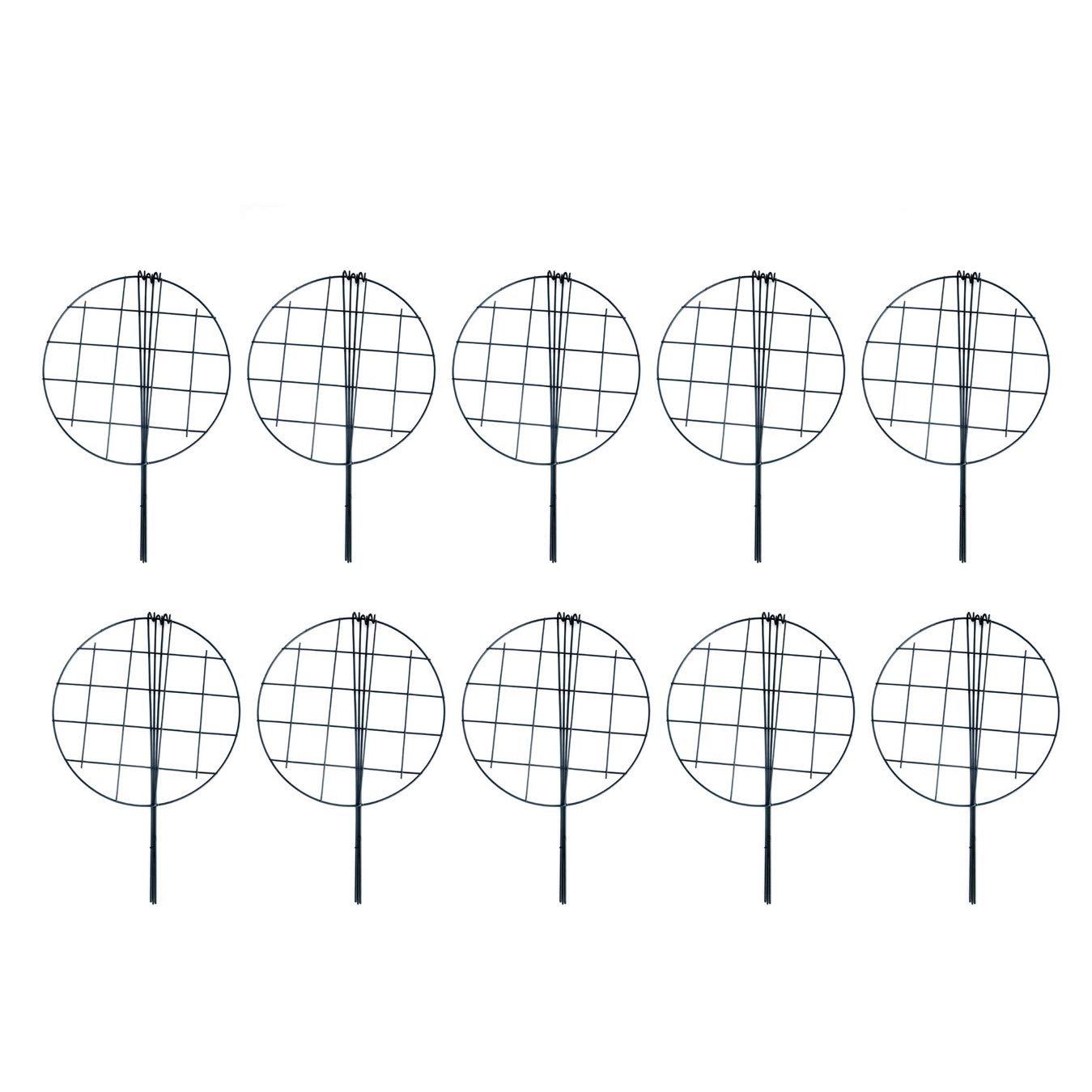 MTB SUPPLY 16x24 Inch Peony Cages & Plant Supports - Pack of 10 Sturdy Grow-Through Flower Rings for Outdoor Gardens, Vegetables, and Climbing Plants | Perfect for Tomatoes, Peonies, and Heavy Blooms