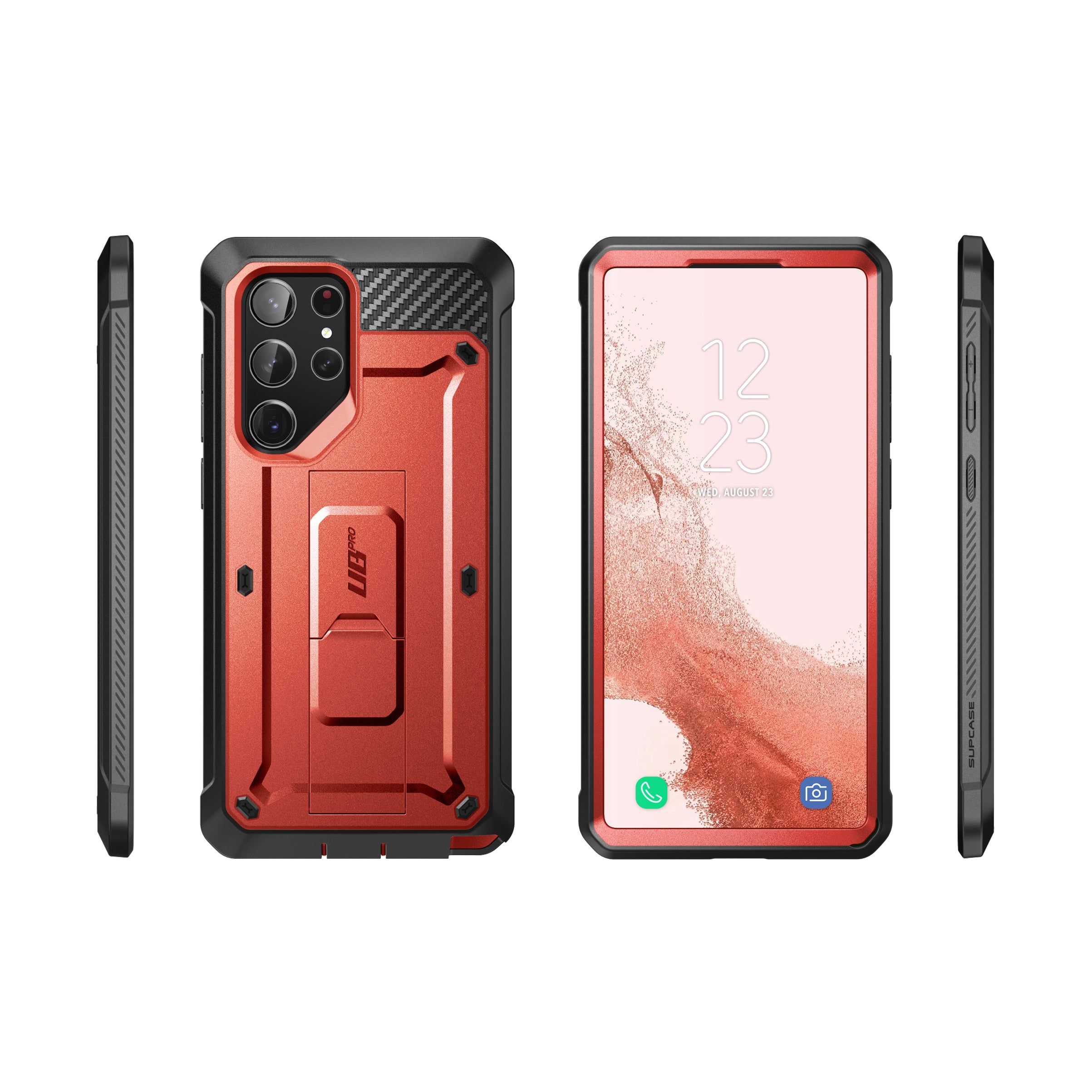 Samsung Galaxy S23 Ultra Unicorn Beetle Pro Case with Screen Protector - Shockproof Heavy Duty Cover in Metallic Red | Perfect for Outdoor Activities, Travel & Daily Protection