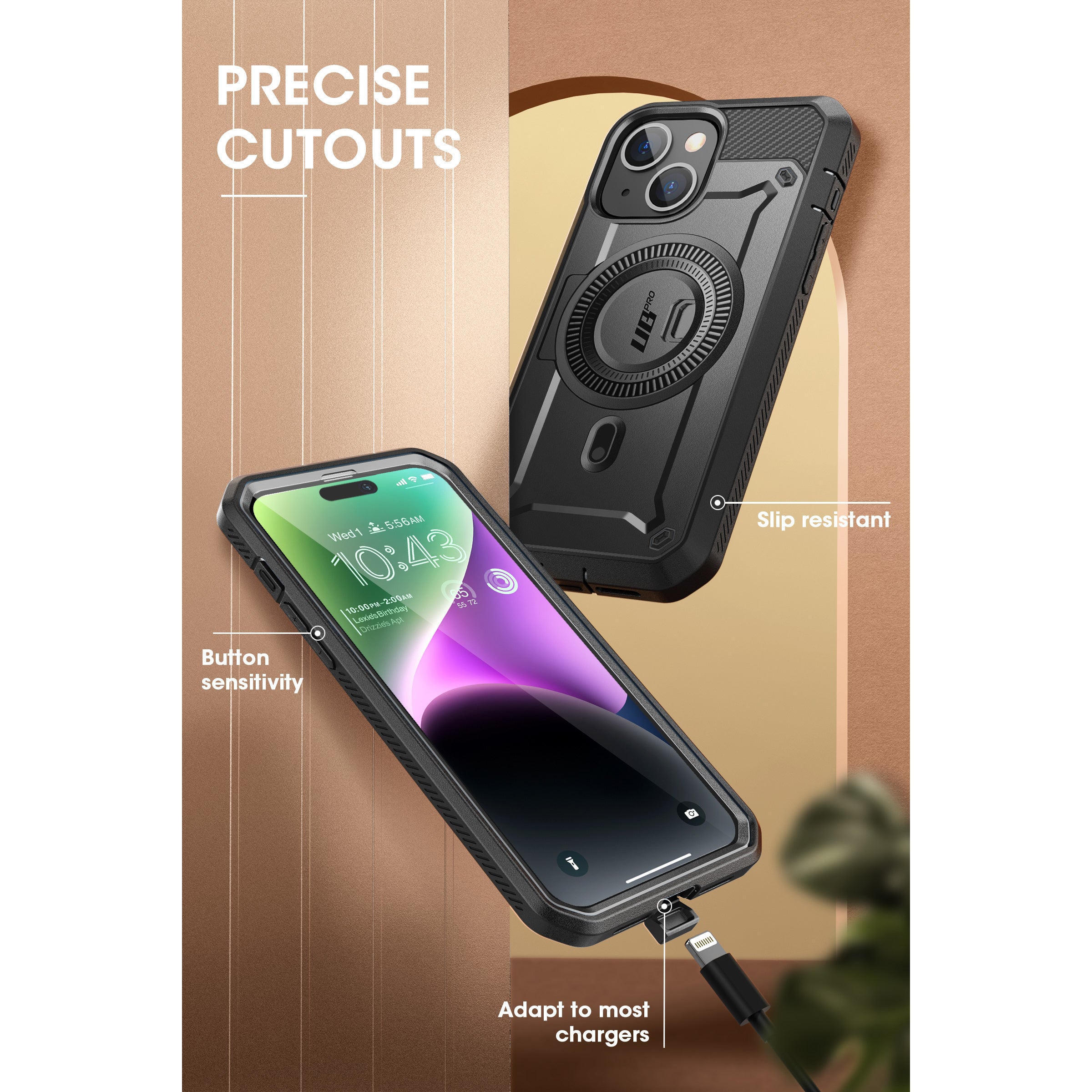iPhone 15 Plus 6.7 Inch Unicorn Beetle PRO MAG Rugged MagSafe Case - Gun Metal | Shockproof Protective Cover with Built-in Screen Protector | Perfect for Outdoor, Work & Daily Use