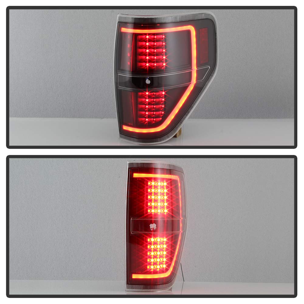 ACANII LED Tail Lights for 2009-2014 Ford F150 - Black Housing Tube Style Brake Lamps Pair (Driver & Passenger Side) - Durable & Bright Replacement for Enhanced Night Visibility & Safety
