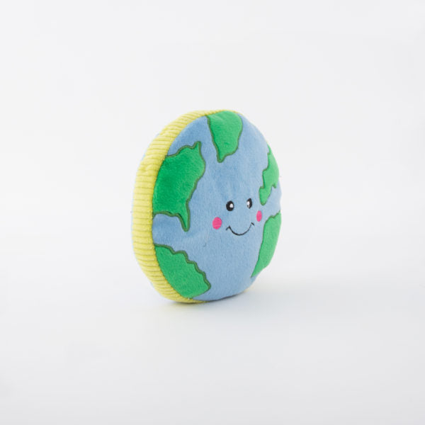 ZippyPaws Squeakie Pattiez Earth Plush Dog Toy with Squeaker - Fun Interactive Play for Small & Medium Dogs, Perfect for Fetch, Training & Cuddling