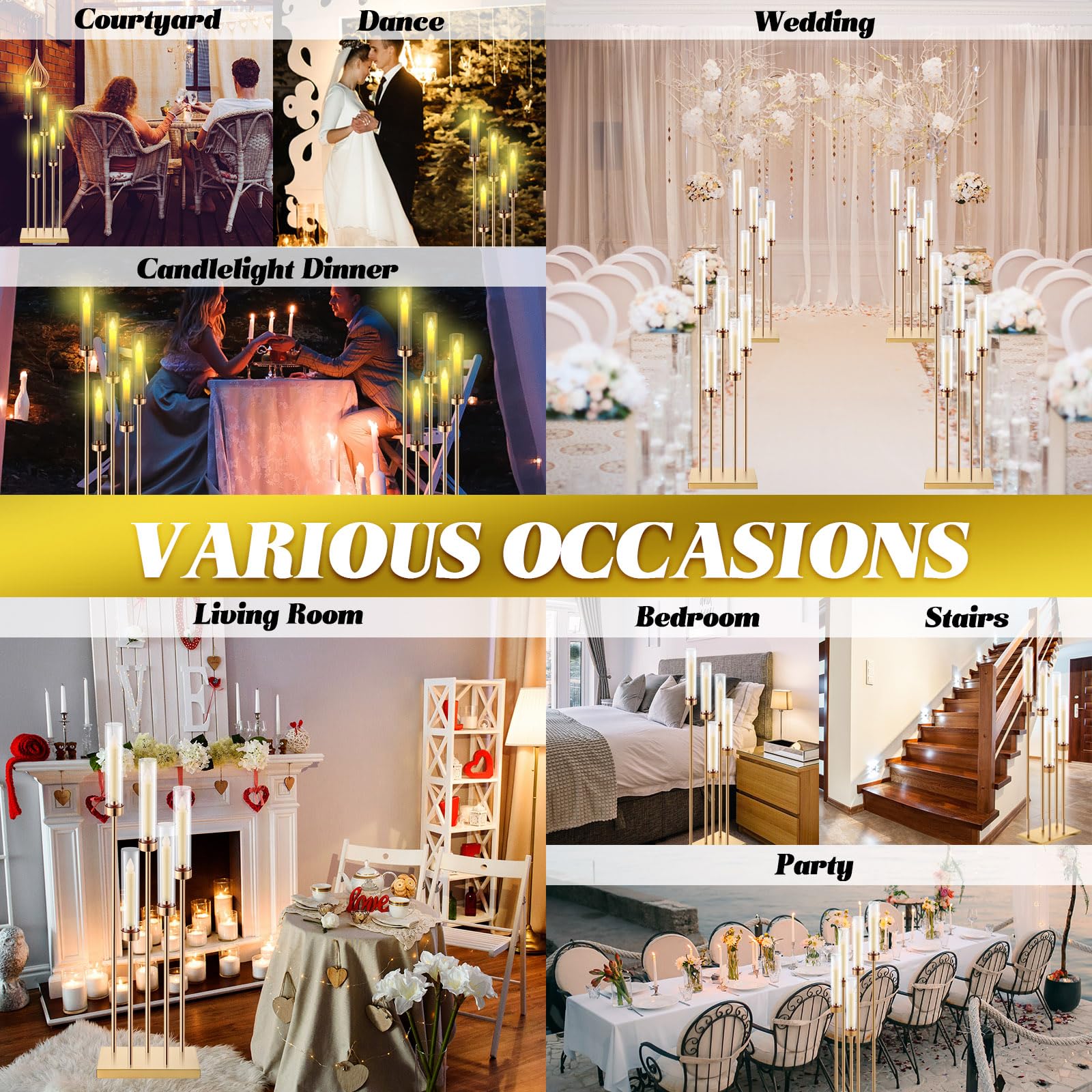 5-Arm Gold Candelabra Centerpiece - 42.5