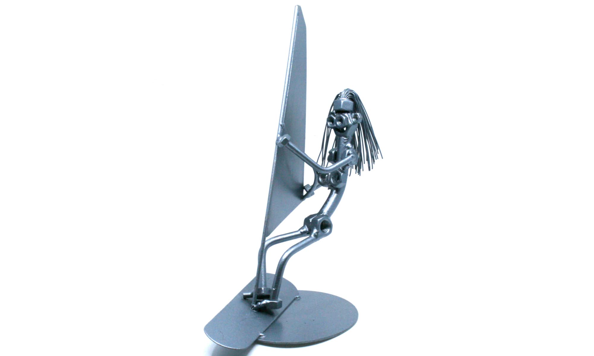 Unique Windsurfing Coach Gift - Handcrafted Metal Nuts & Bolts Sculpture for Women | Perfect for Surfing Enthusiasts & Beach Decor