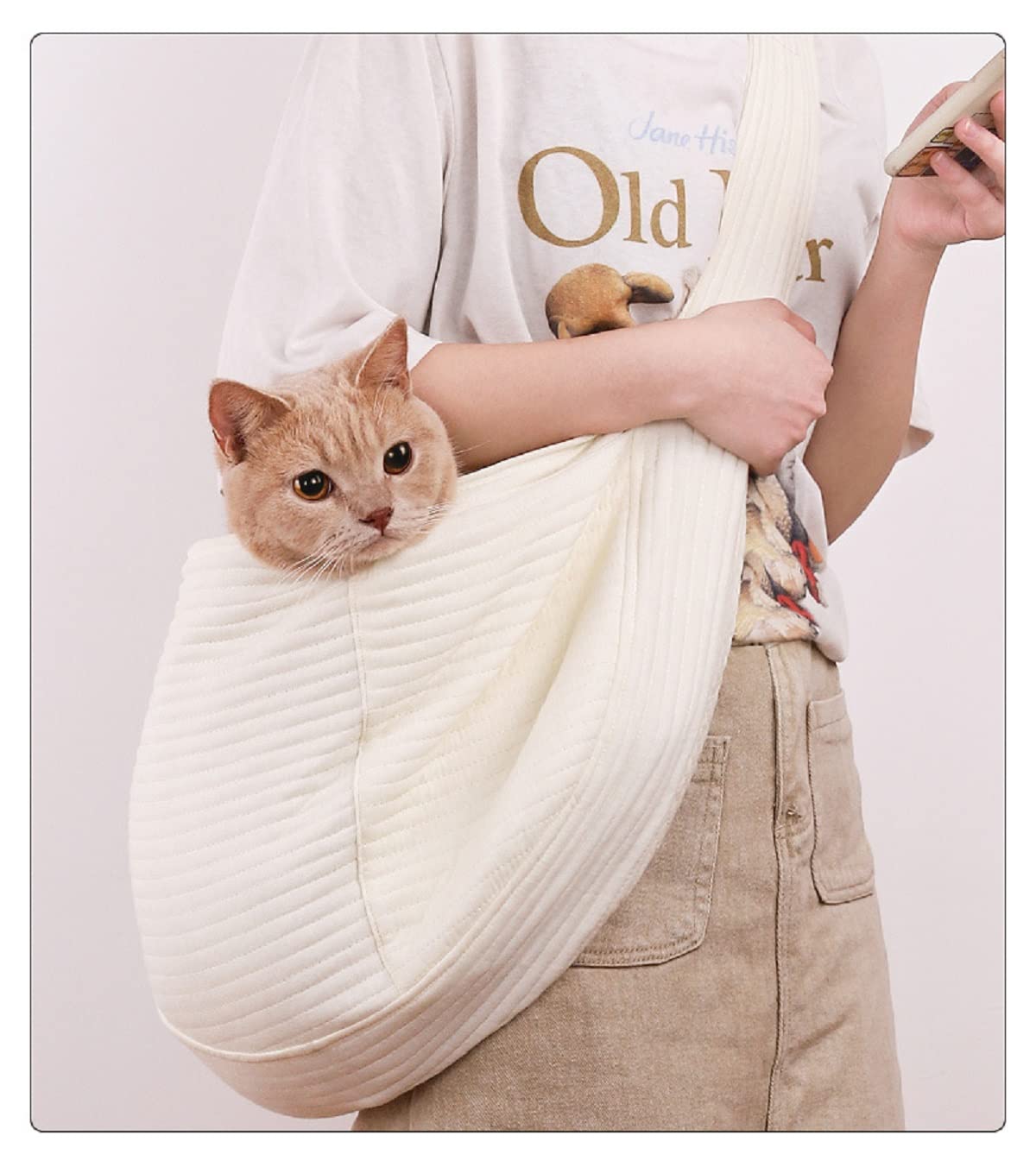 Cat Carrier Bag - Portable Pet Messenger Shoulder Bag for Small Dogs & Cats - Durable Canvas Pet Travel Carrier (Medium Size) - Perfect for Vet Visits, Outdoor Adventures & Daily Walks
