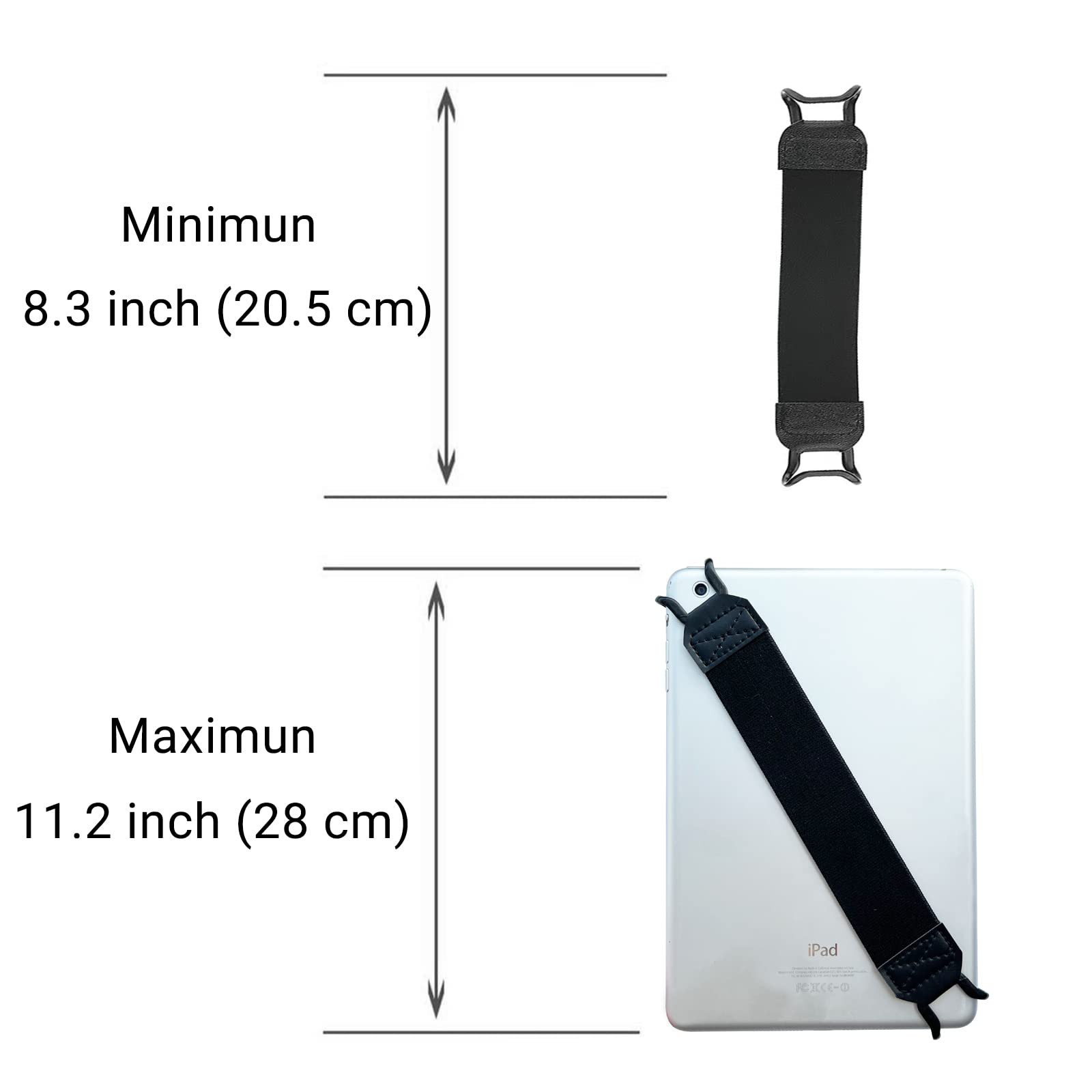 EGO Security Hand-Strap for 9-10 Inch Tablets - Compatible with iPad Pro/Air, Kindle Fire HD, Samsung Galaxy Tab, Lenovo Tab (Black) | High-Elasticity Lightweight Finger Grip Holder | Perfect for Reading, Gaming & Travel Use