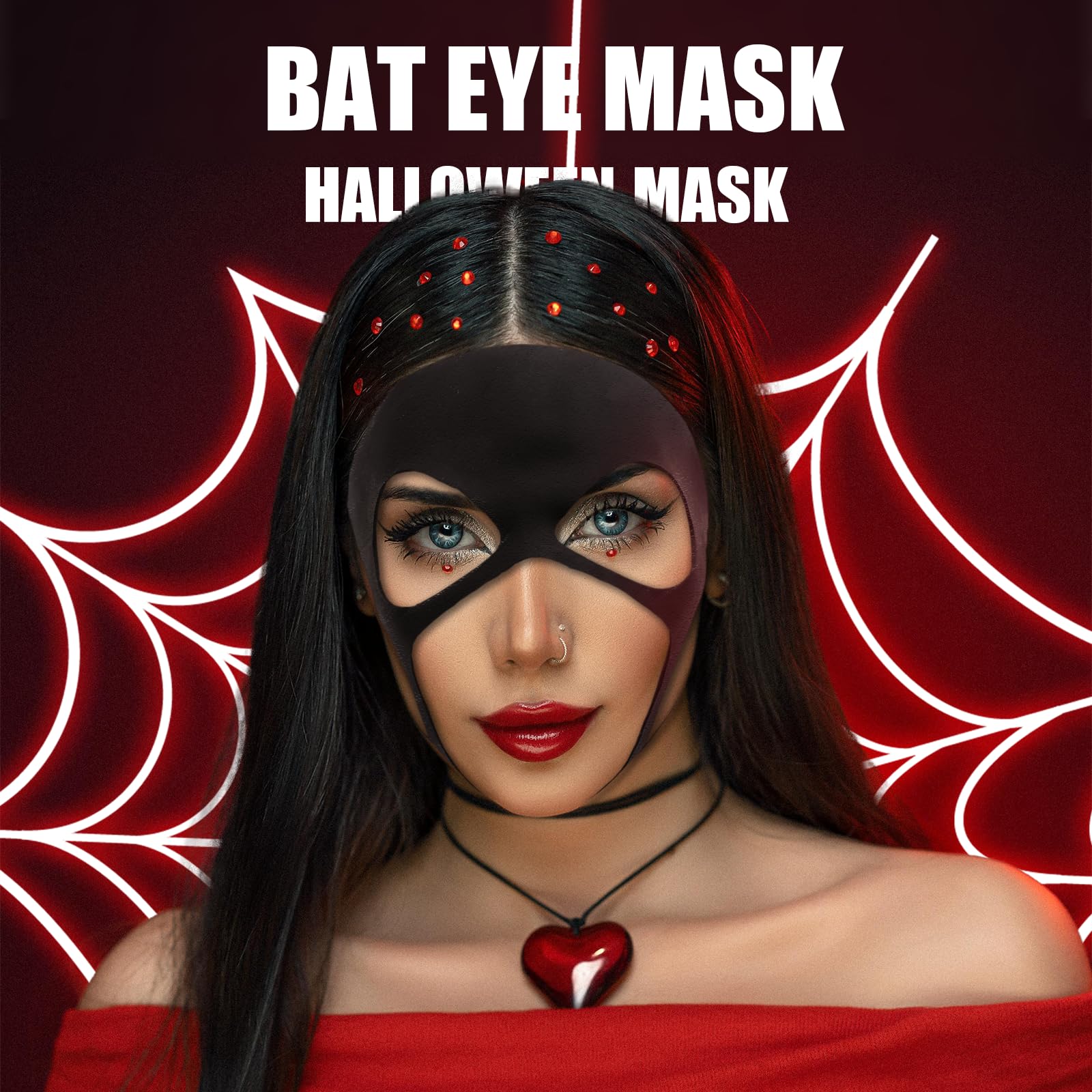 Black Latex Bat Eye Mask - Sexy Blindfold for Women & Girls, BDSM Costume Accessory, Nightclub Party Dress Up, Halloween & Cosplay