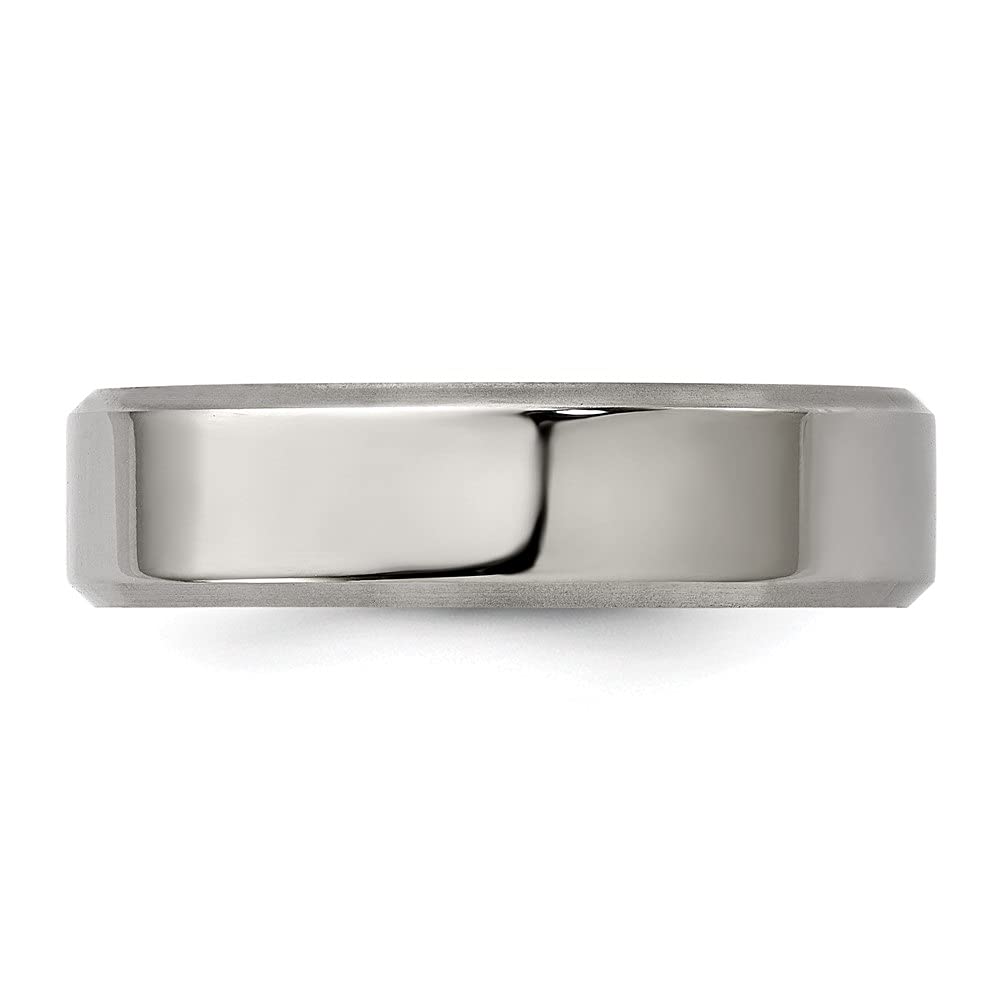 Titanium Beveled Edge 6mm Wedding Band Ring for Men - Size 10, Durable & Hypoallergenic - Perfect for Everyday Wear, Anniversary Gifts & Special Occasions