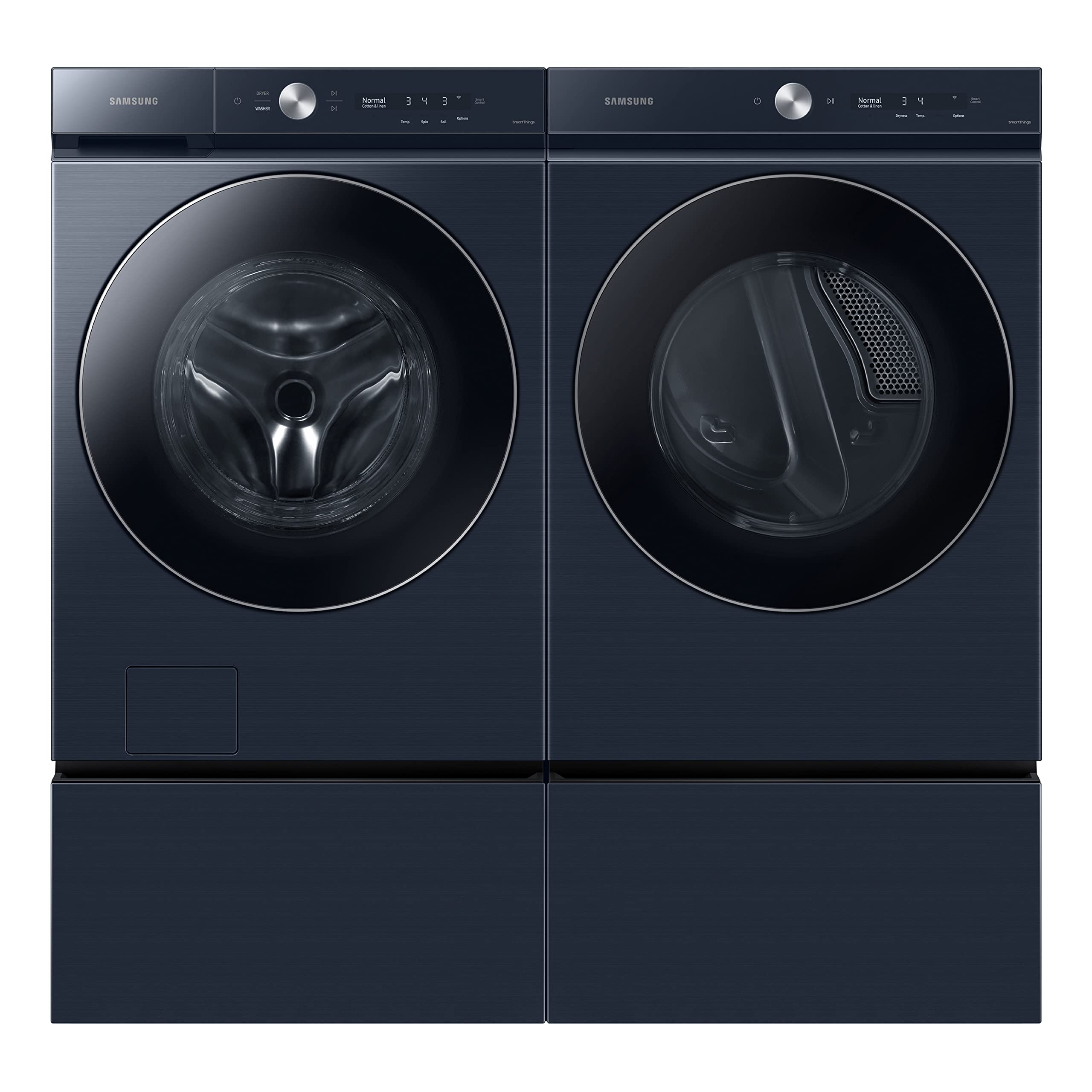 Samsung 27-Inch Bespoke Front Load Washer Dryer Pedestal Stand with Pull-Out Laundry Storage Drawer | WE502ND | Brushed Navy | Space-Saving Laundry Room Organization for Small Homes & Apartments