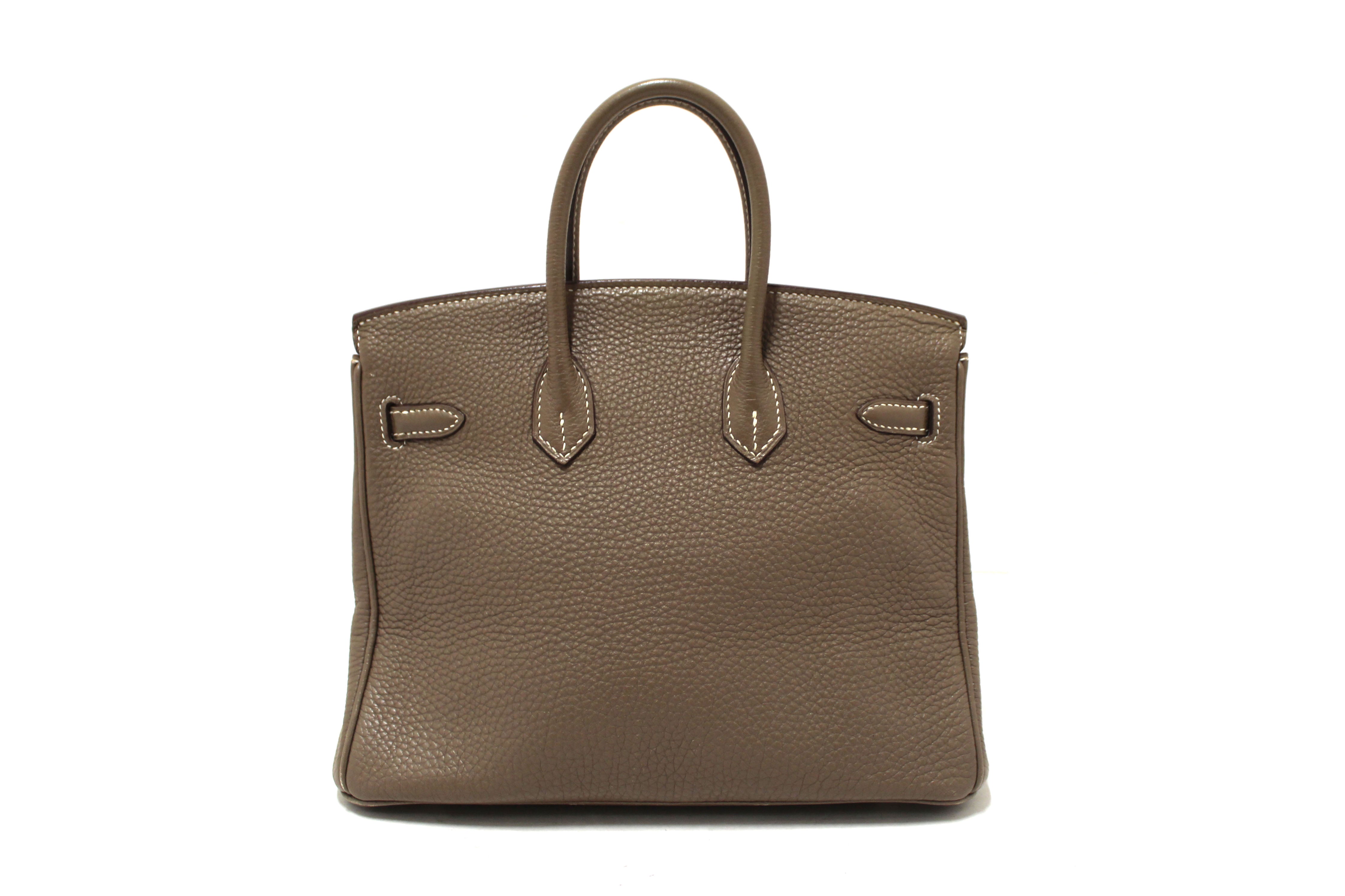 Authentic Hermes Birkin 25 Handbag in Etoupe Togo Leather - Luxury Designer Purse for Women, Perfect for Work, Travel & Special Occasions