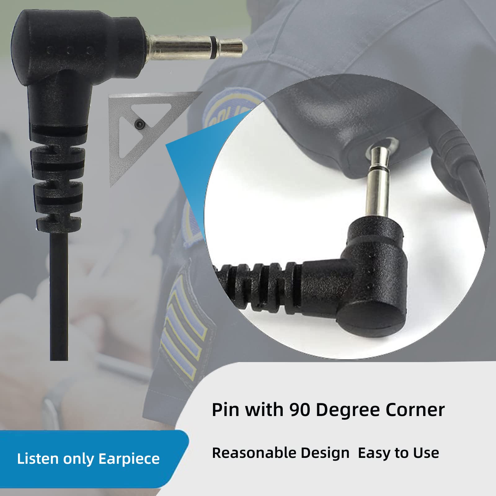 Retevis 3.5mm Security Acoustic Tube Earpiece Headset - 1 Pin Listen Only/Receive Earpiece with Coil Tube - Compatible with 2 Way Radios, Transceivers & Speaker Mics (4 Pack) - Ideal for Security Guards, Event Staff & Construction Workers