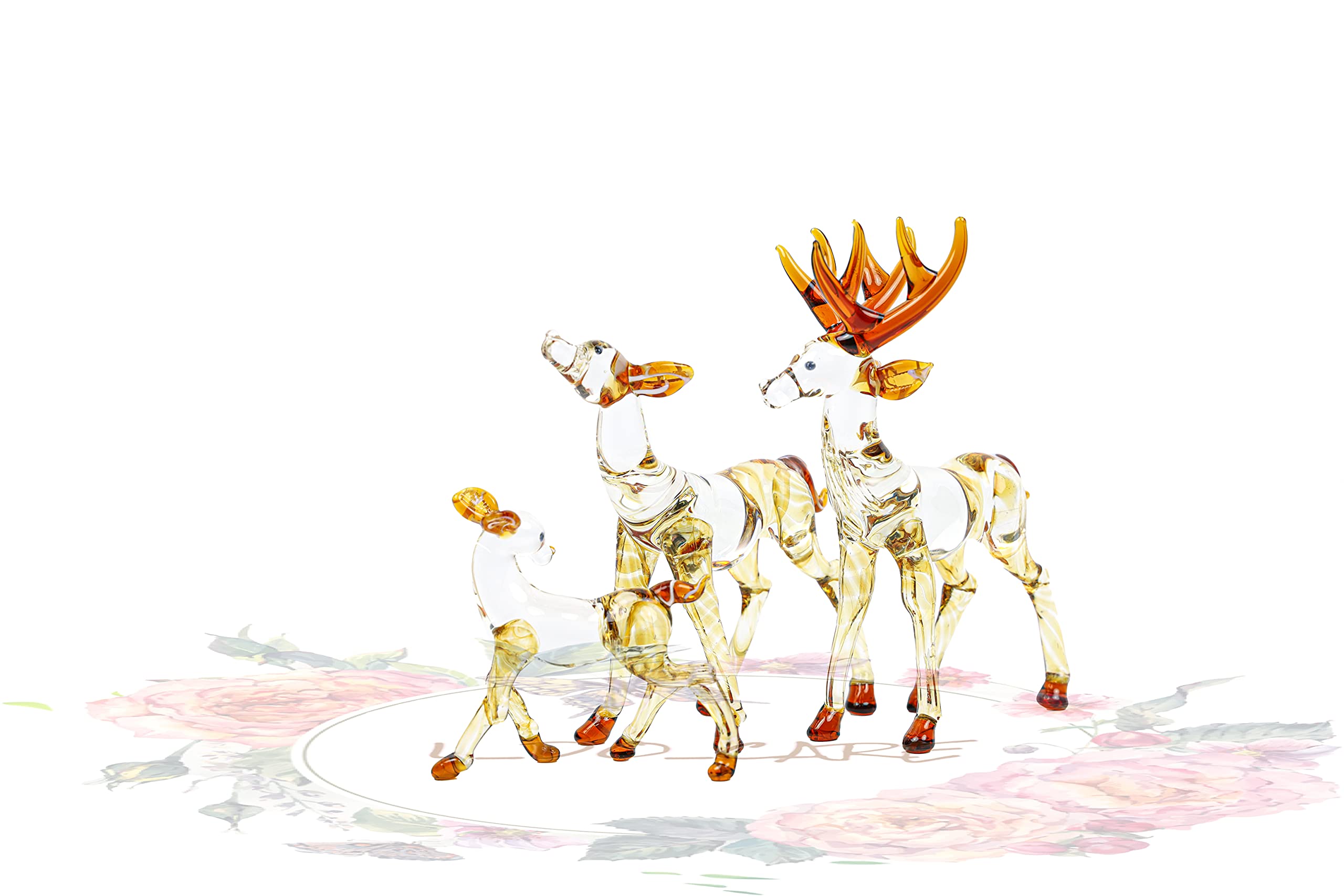 I-DO-CARE Deer Family Set of 3 - Mother, Father & Baby Deer Figurines, Plastic Woodland Nursery Decor for Baby Shower, Birthday Party, Christmas & Home Decoration | Perfect for Nursery Room, Garden Display & Seasonal Decorating