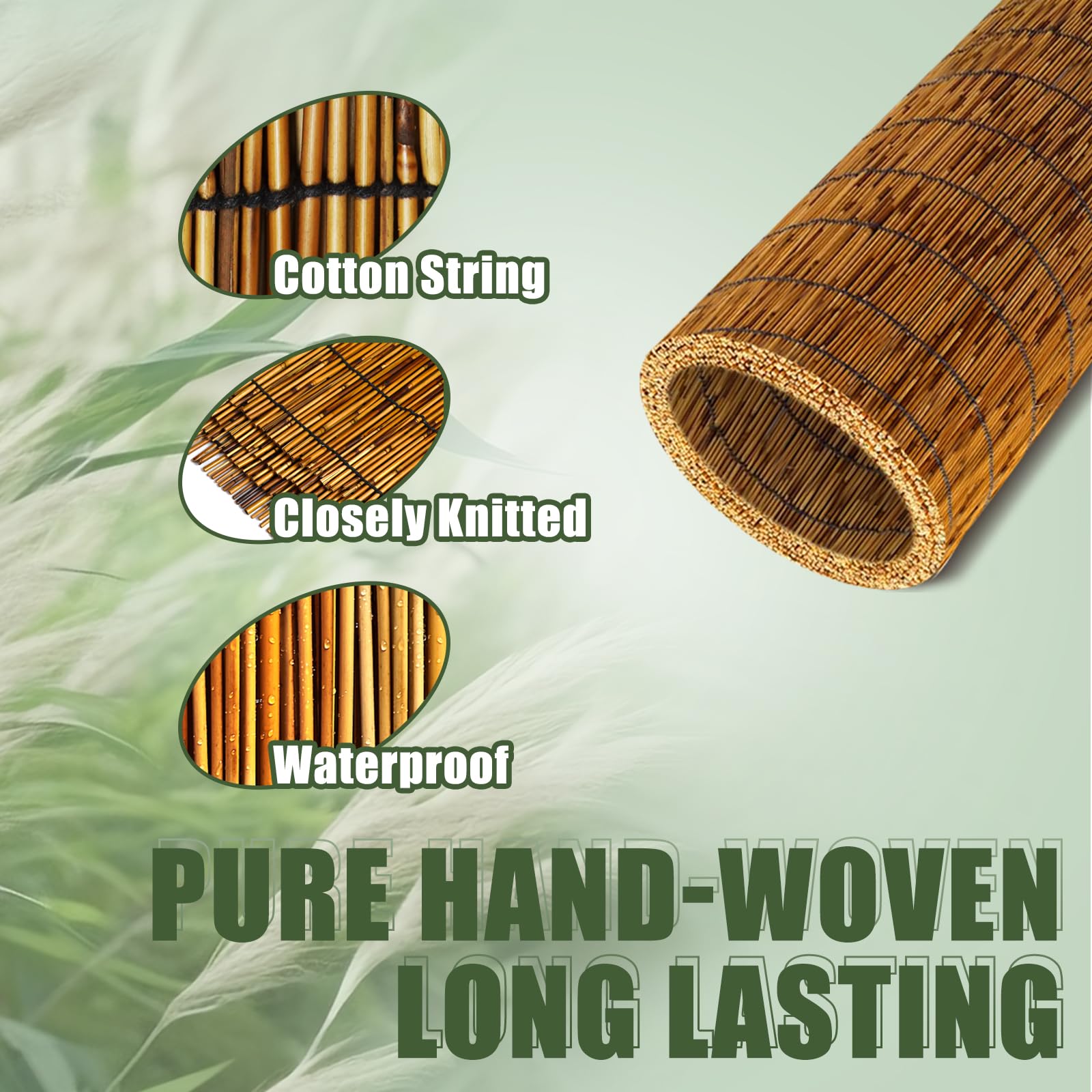 2 Pack Natural Bamboo Reed Fencing Screen - 4FT x 16.4FT Privacy Fence for Outdoor Backyard, Balcony & Patio (Brown) | Weather-Resistant Garden Divider & Decorative Landscape Barrier