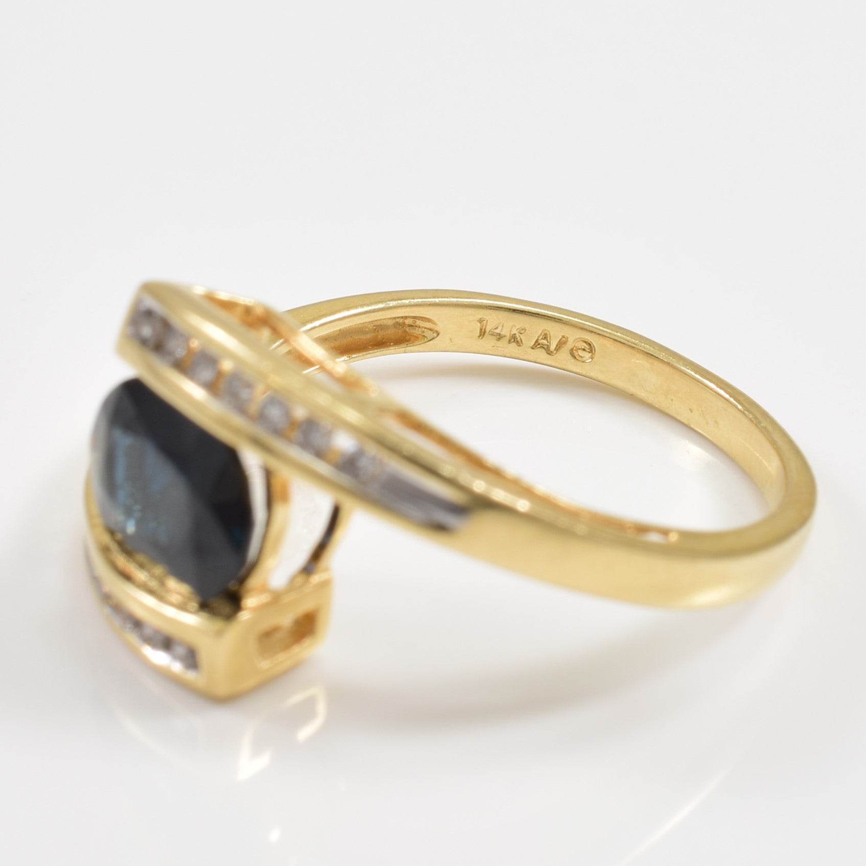 1.50ct Sapphire & Diamond Bypass Ring for Women, 0.11ctw, Size 7, Elegant Blue Gemstone Engagement Wedding Band - Perfect for Anniversary, Proposal & Special Occasions