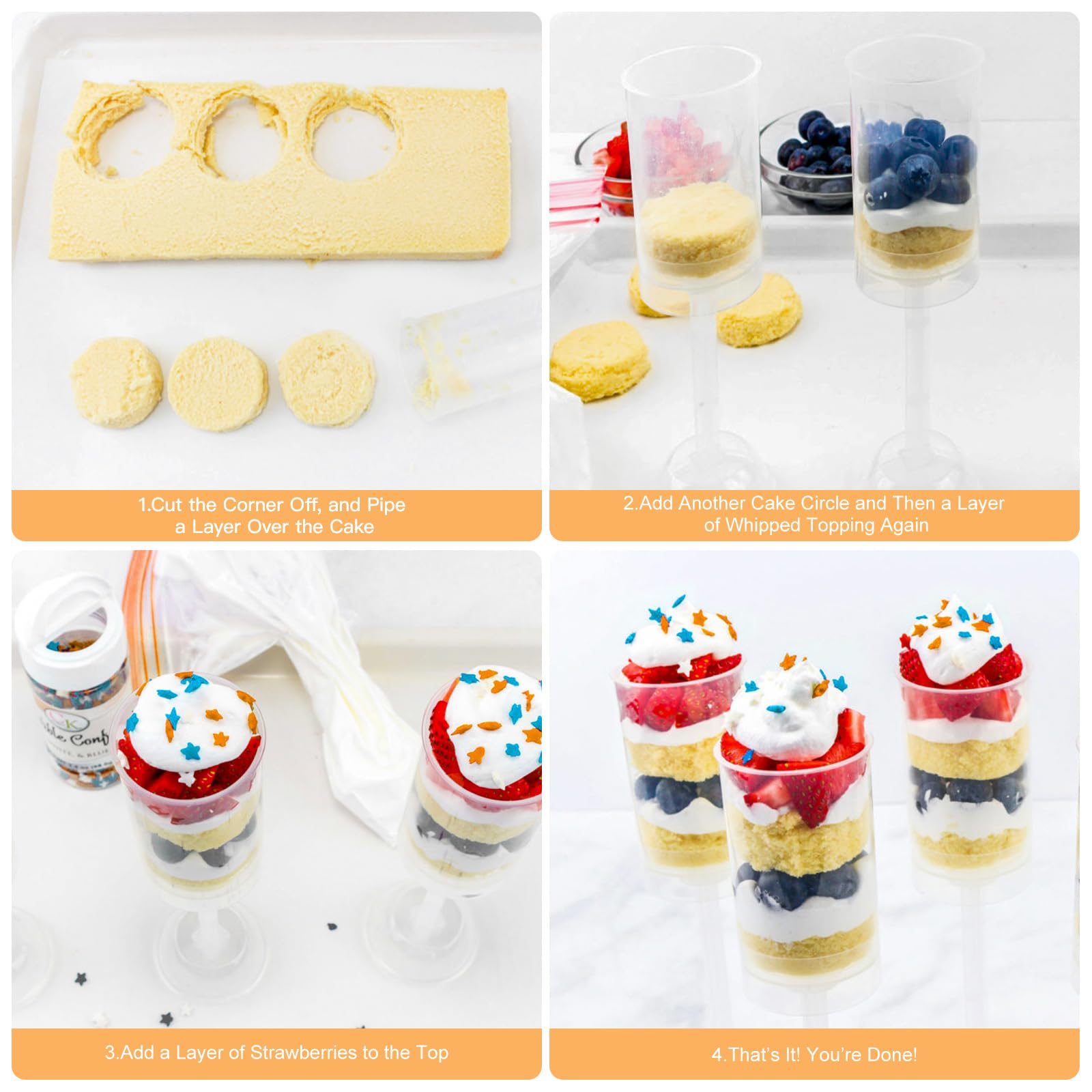 DOITOOL 50PCS Reusable Cake Push Pop Containers with Lids - Dessert Shooter Cups for Cake, Ice Cream, Jelly, Candy | Perfect for Birthday Parties, Baby Showers & Wedding Dessert Displays