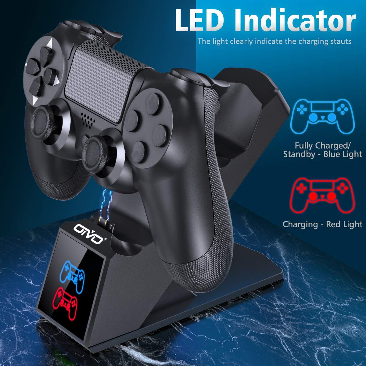 Fast-Charging PS4 Controller Charger Dock Station - Compatible with DualShock 4 & PlayStation 4 Controllers - Quick Charge Gaming Accessory for PS4 Pro/Slim - Perfect for Gaming Sessions & Multiplayer Setups