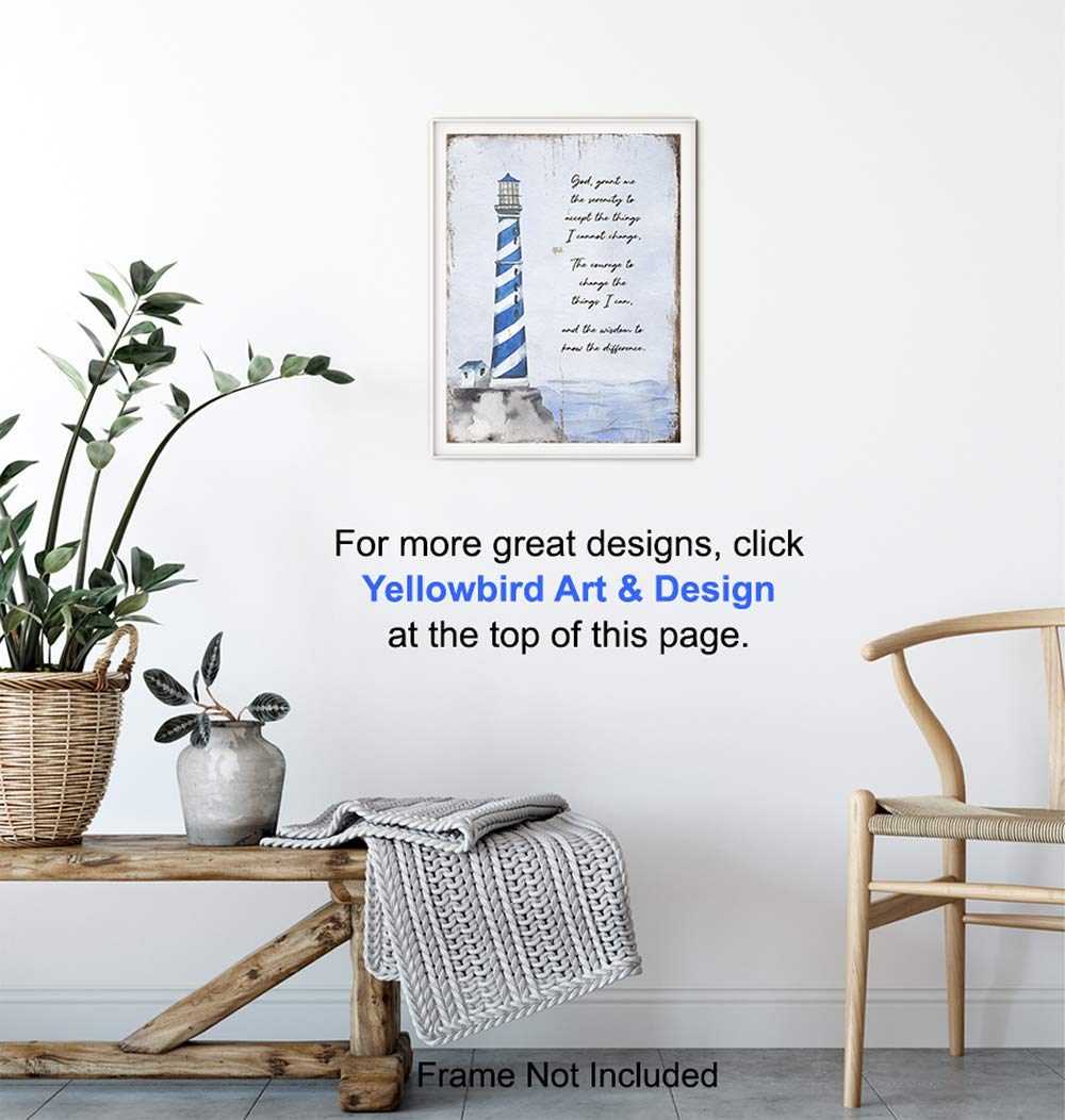 12 Steps and 12 Traditions Wall Art - Serenity Prayer Decor - Lighthouse Picture - AA Sobriety Gift - Alcoholics Anonymous Recovery Decorations - Perfect for Home, Office & AA Meeting Rooms