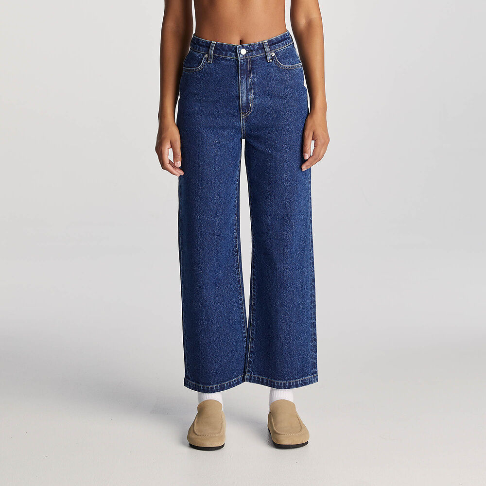 Petite High Waist Wide Leg Jeans for Women - Indigo Wash Denim Pants | Comfortable & Stylish for Casual Outings, Work, and Travel