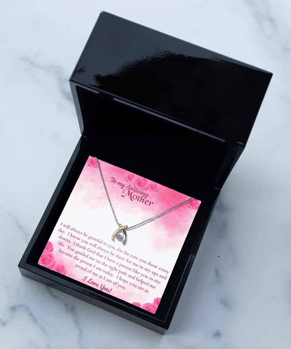 Personalized Rose Necklace for Mom - Heartfelt Birthday Gift for Mother with Message Card - Perfect for Mother's Day, Christmas & Special Occasions