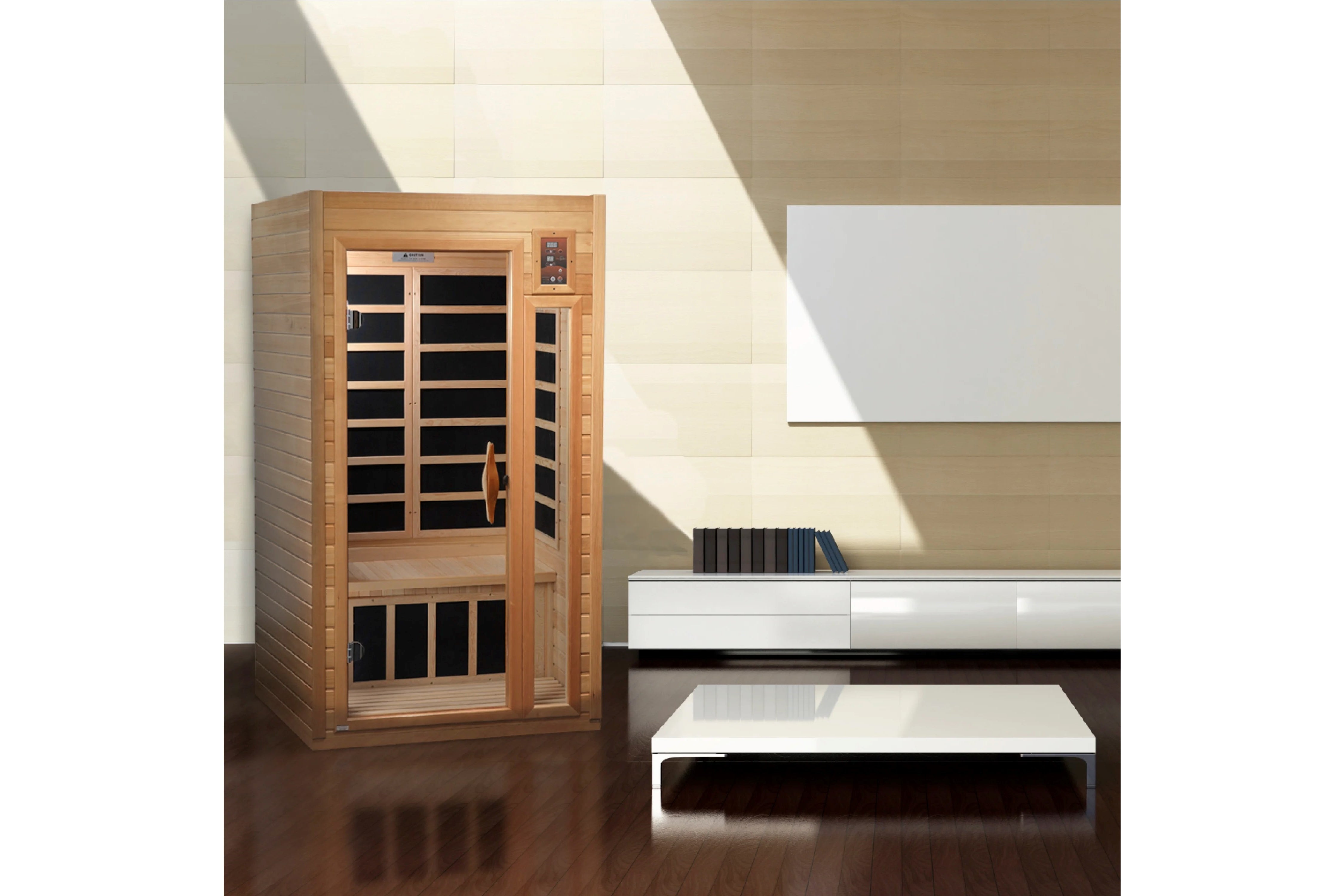 Golden Designs Low EMF Far Infrared Sauna for Home Spa - Relaxation, Detox & Pain Relief | Portable Wooden Sauna Cabin for Wellness & Therapy