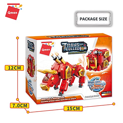 QMAN 177-Piece STEM Building Blocks Kit - Transformable Magic Cube Bricks, Educational Animal Toys for Kids Age 6+, Creative Construction Learning Gift for Boys & Girls (Bull Model) | Perfect for Classroom STEM Activities, Birthday Gifts & Family Bonding Time