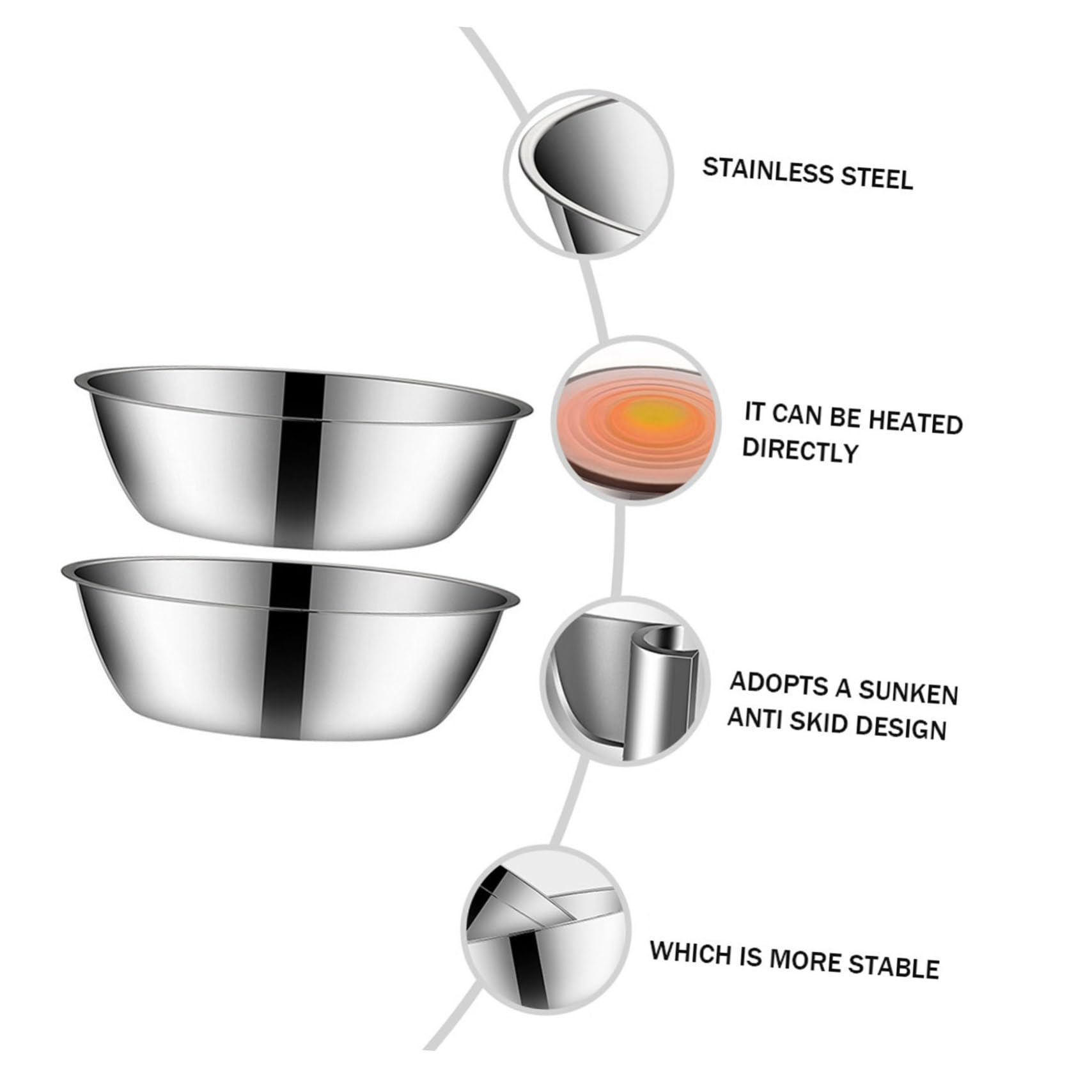 Hemoton 2-Piece Stainless Steel Cooking Pot Set - Multi-Functional Kitchen Pot for Soup, Stew, Food Storage & Fruit Washing - Round Soup Bowl & Vegetable Washing Basin - Perfect for Meal Prep, Camping & Home Cooking