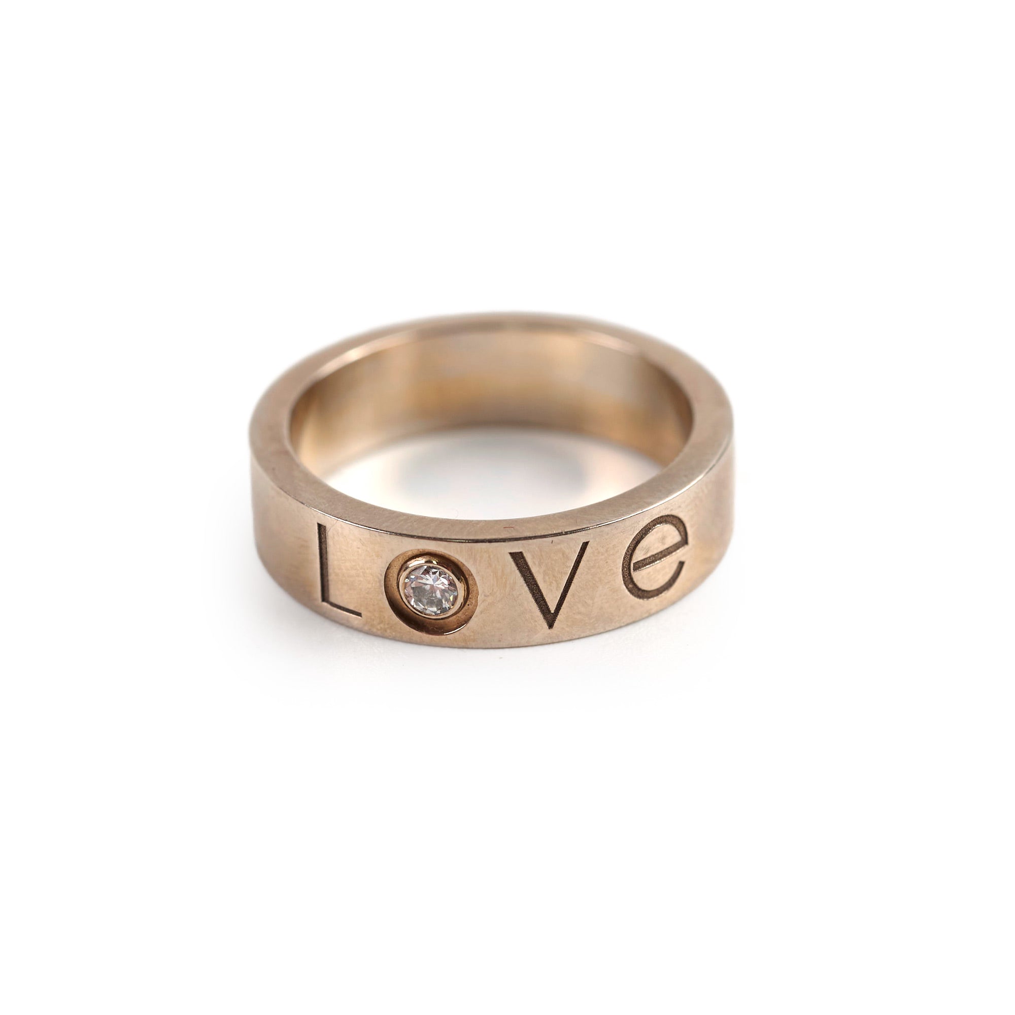 Cartier Love Platinum Ring with 1 Diamond - Size 56 for Women | Luxury Wedding Band, Anniversary Gift & Engagement Jewelry for Special Occasions