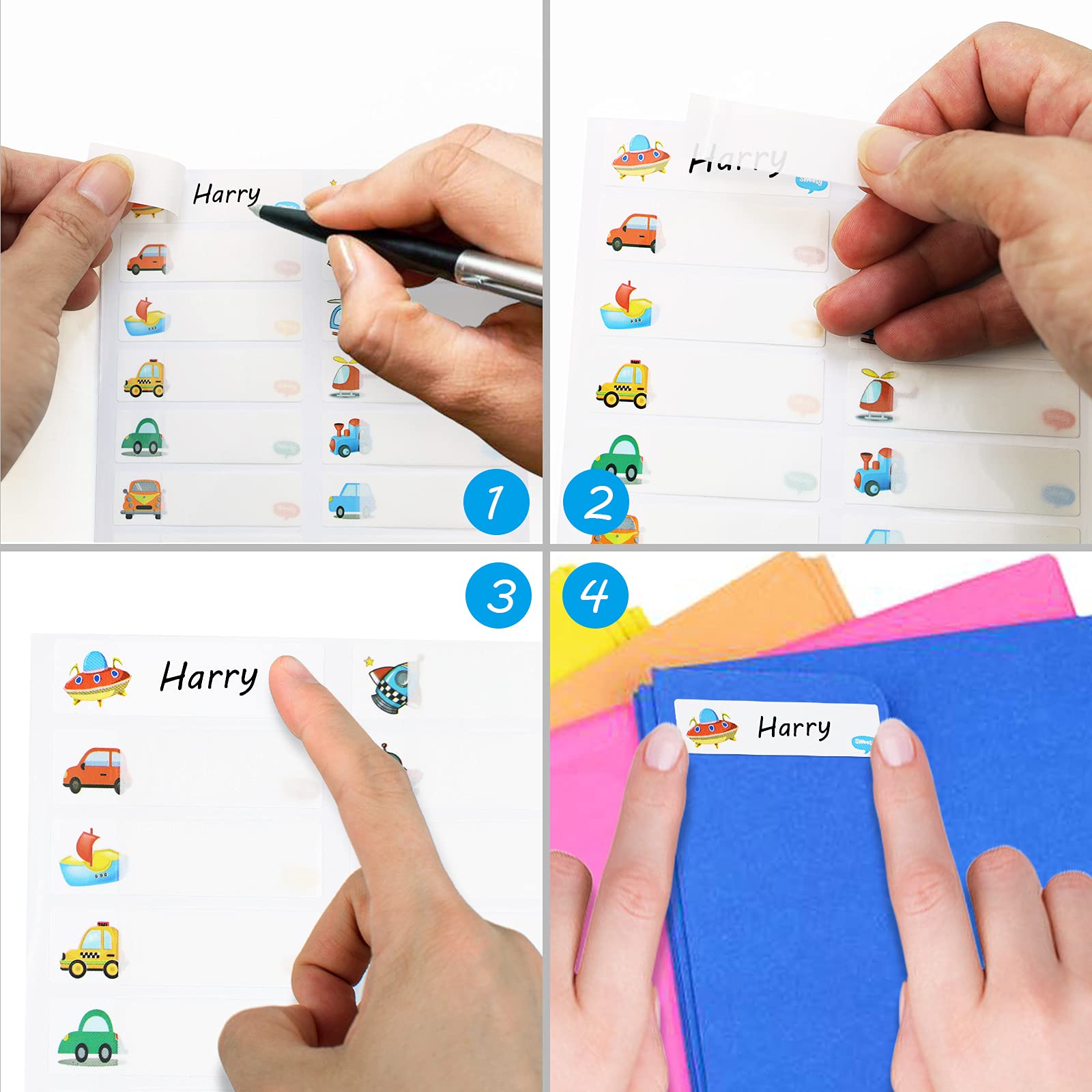 200 PCS Waterproof Name Labels for Kids - Self-Laminating, Dishwasher Safe Stickers for School Supplies, Water Bottles & Baby Bottles | Durable Daycare Labels for Organization & Identification