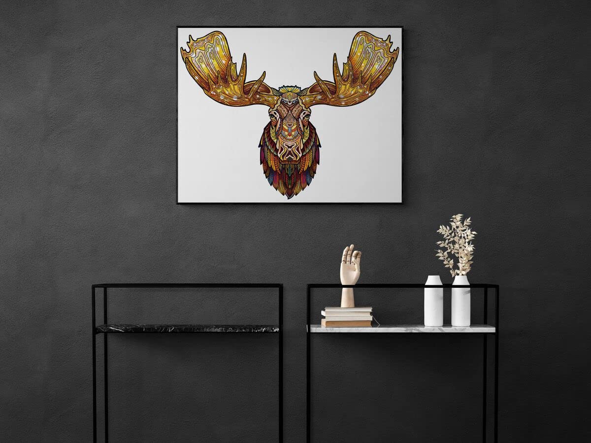 Premium Wooden Jigsaw Puzzle for Adults & Kids - 178-Piece Moose Animal Shape Puzzle with Storage Box (13.7x10.5in) - Challenging Brain Teaser for Family Game Night & Stress Relief