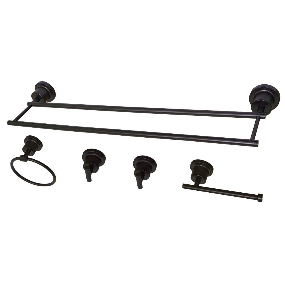 Kingston Brass BAH821330478ORB Concord 5-Piece Bathroom Accessory Set - Oil Rubbed Bronze - 30.88 x 7.13 x 3.13 Inches - Towel Bar, Towel Ring, Robe Hook, Toilet Paper Holder - Perfect for Modern Bathroom Decor