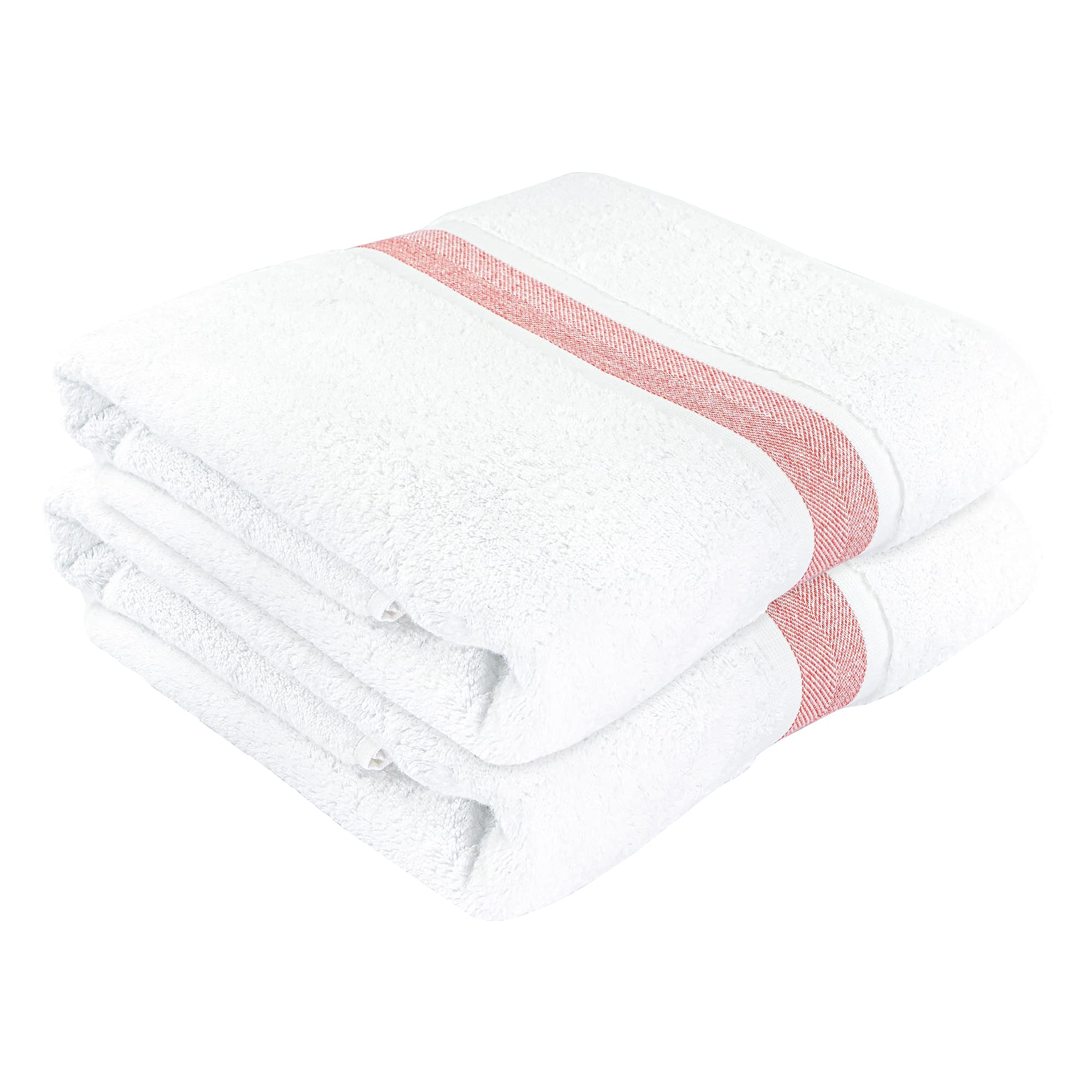 Luxury SUSSEXHOME 100% Natural Cotton Bath Towels Set of 2 - Extra Large 35x67 Inches, Ultra Absorbent & Plush Hotel Quality Bath Sheets with Bordered Design for Spa, Bathroom & Beach Use