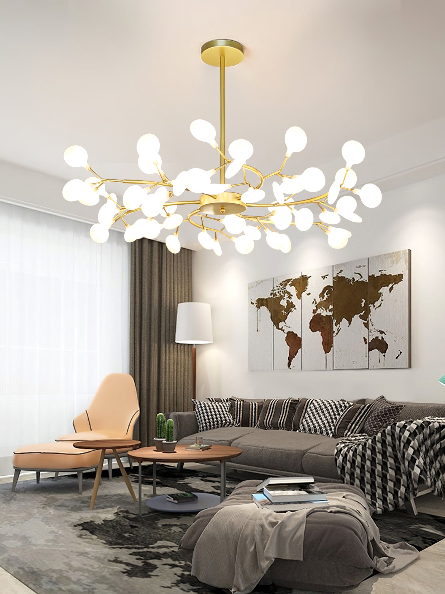 Modern LED Firefly Sputnik Chandelier - Energy Saving Ceiling Light Fixture for Dining Room, Living Room & Bedroom - Elegant Home Decor Lighting for Parties & Romantic Ambiance